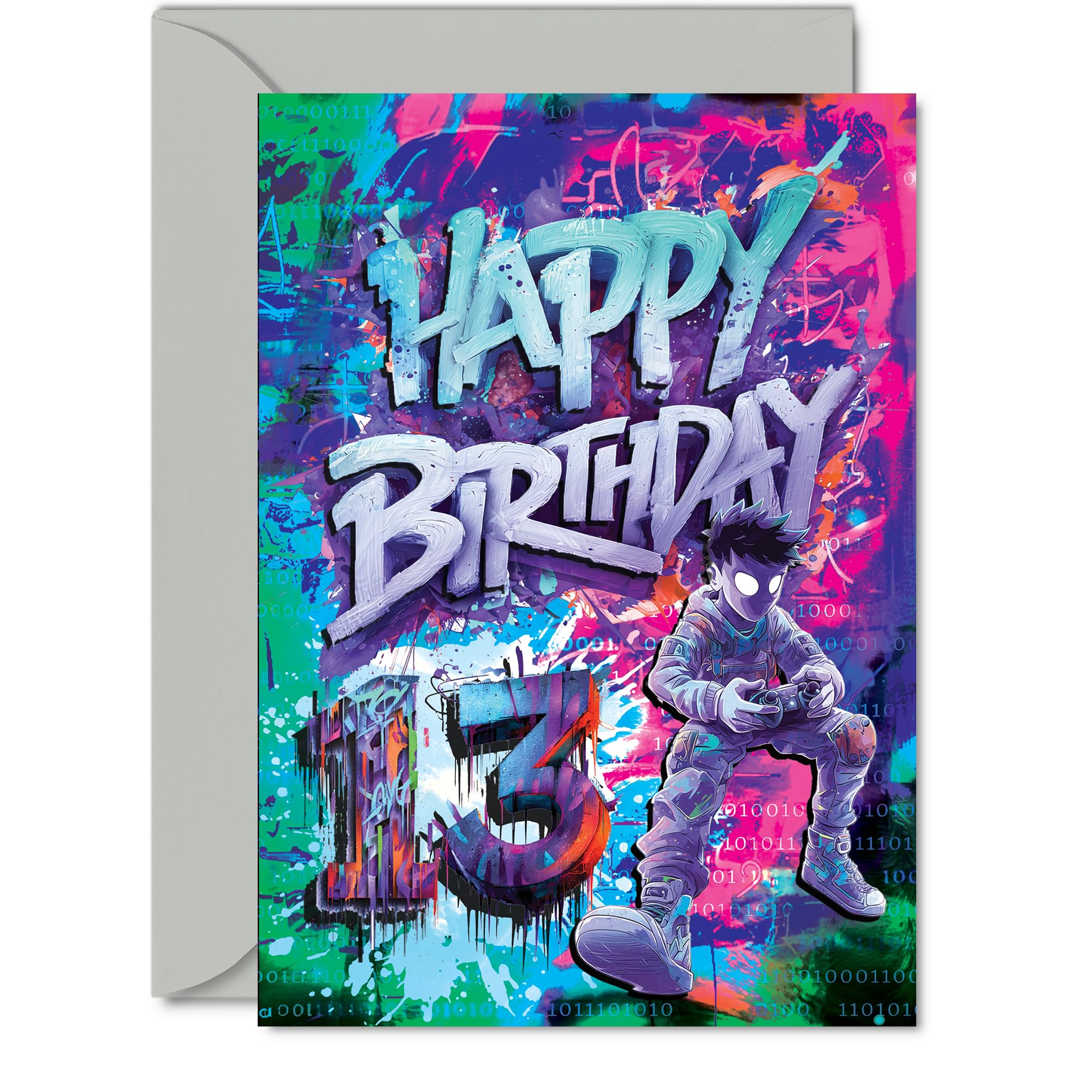 Giftzie Epic Gamer 13th Birthday Card for Boys & Girls | 5x7 Inch | Uncoated Interior for No Smudging 1