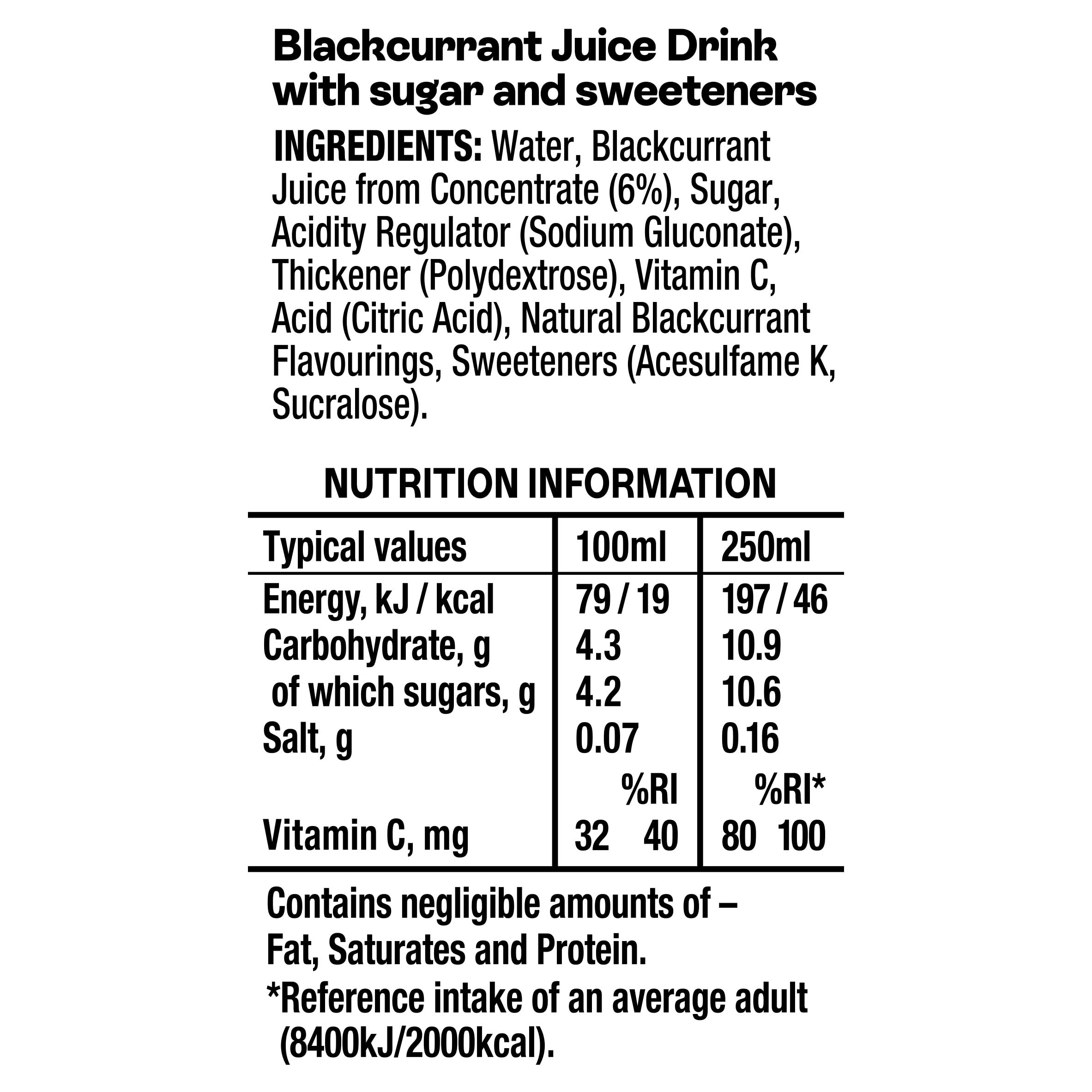 Ribena - Blackcurrant Juice Drink 1L Carton 2