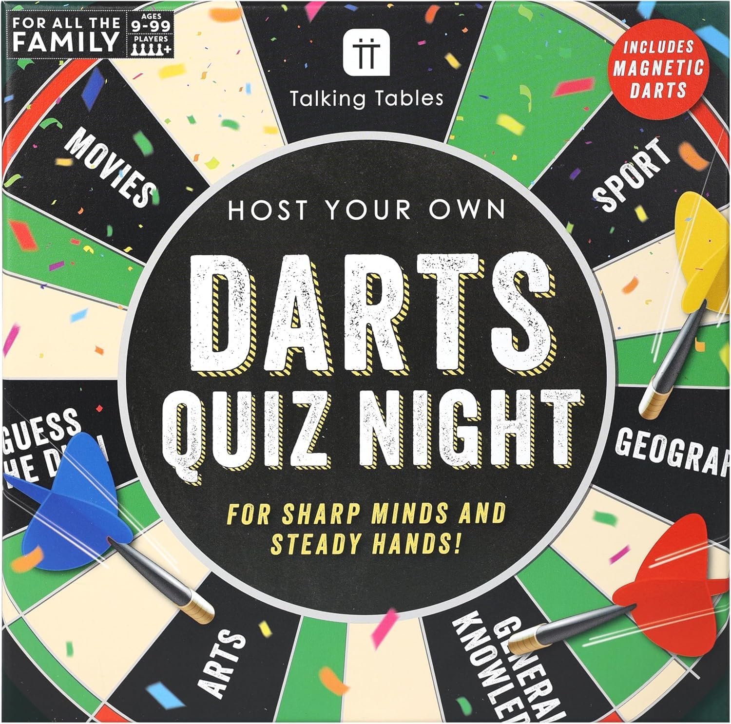 Talking Tables Magnetic Darts Quiz Night Pub Game - Trivia & Dartboard Hybrid 4