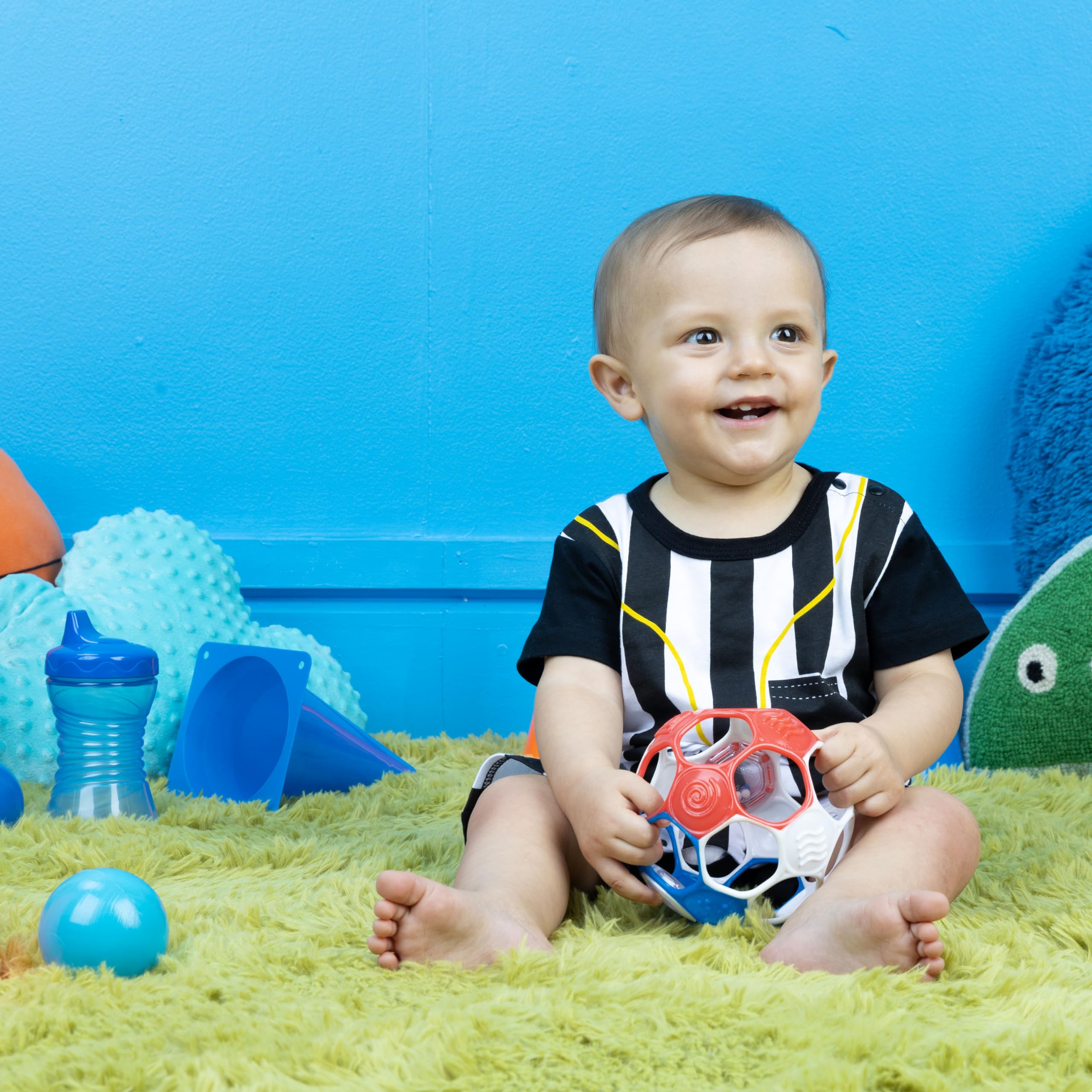 Bright Starts Oball Grippin' Goals Rattle Football - Easy-Grasp Toy for Newborn & Up 5