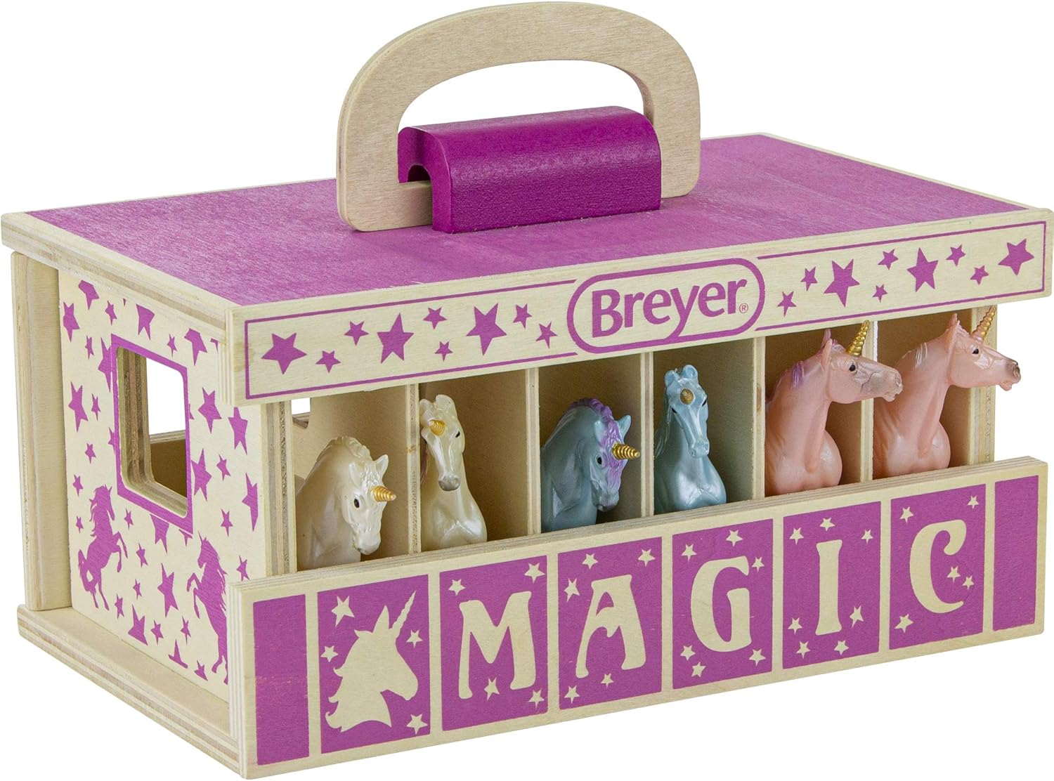 Breyer Unicorn Magic Wooden Stable Playset - 6 Stablemates Unicorns Included