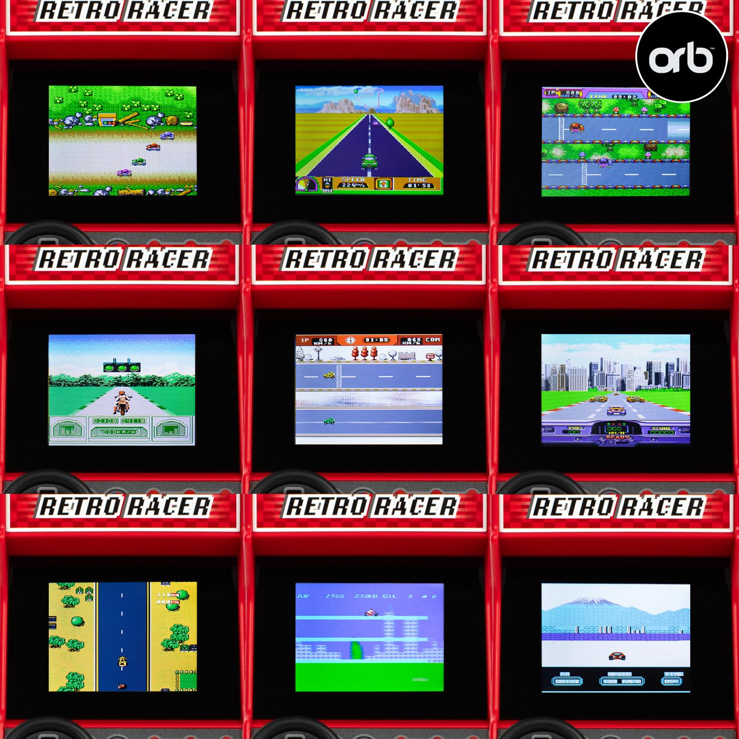 Mini Arcade Racing Machine - Handheld Console with 30 Built-in 8-Bit Games 9