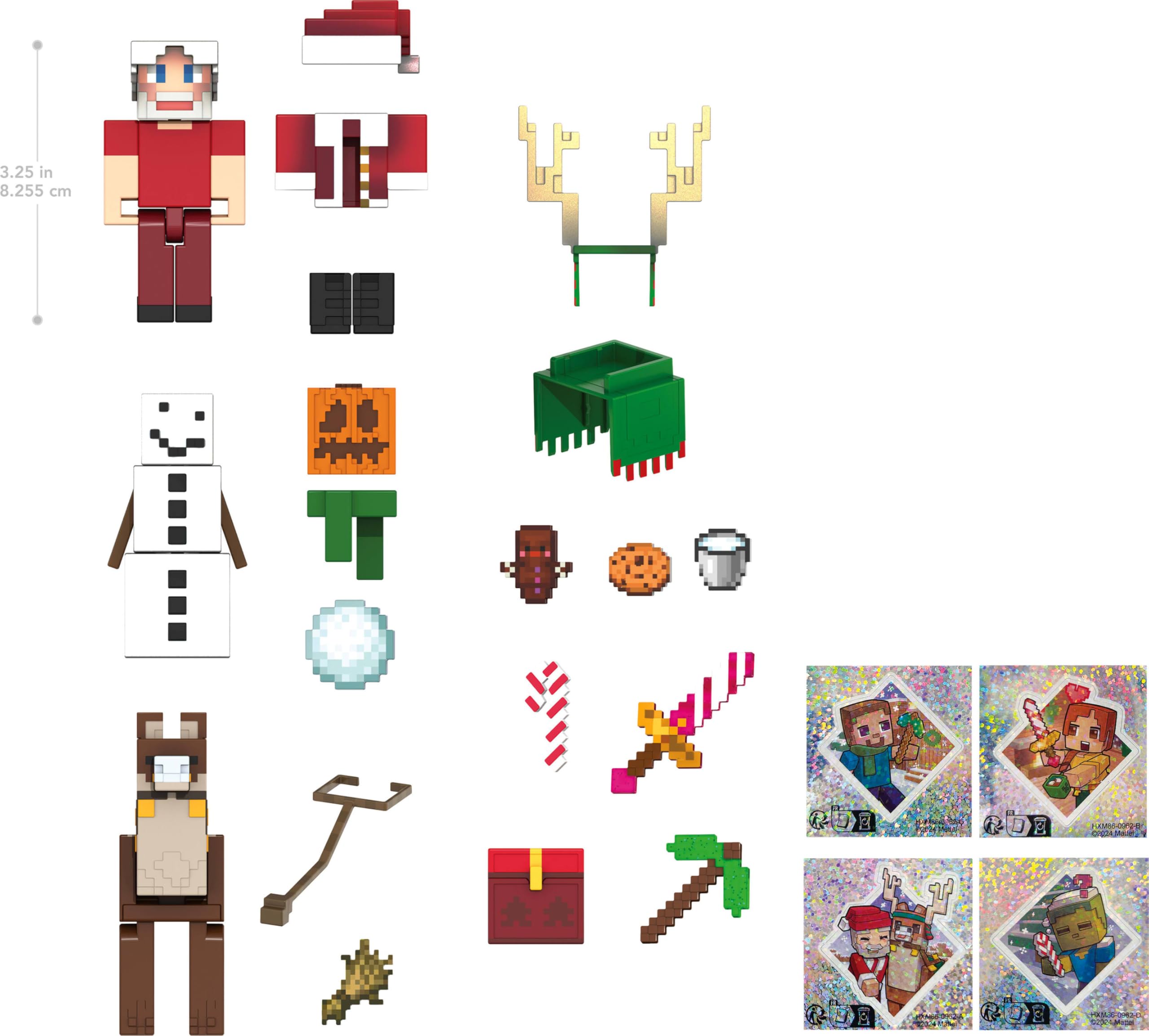 Mattel Minecraft Advent Calendar - 24 Days of Holiday Fun with 3 Action Figures & Accessories 6