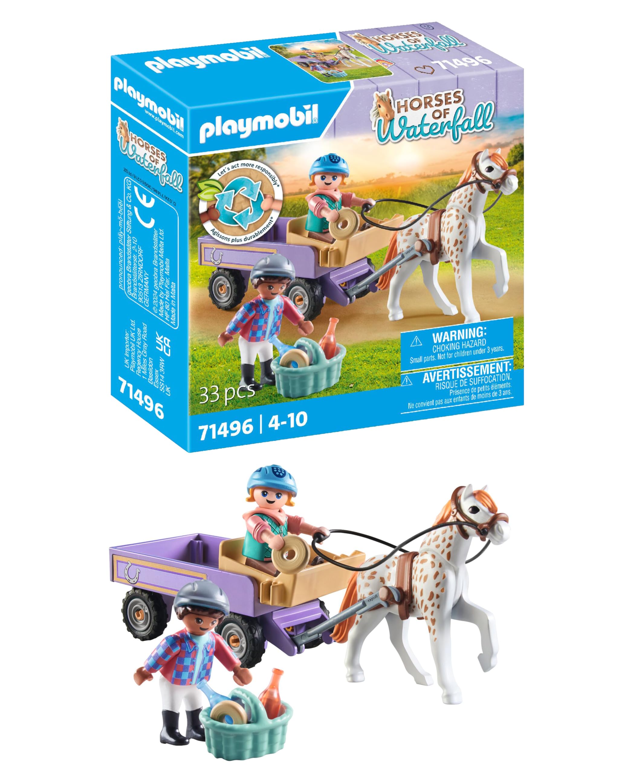 Playmobil 71496 Horses of Waterfall: Pony Carriage Playset for Kids 4+ 7