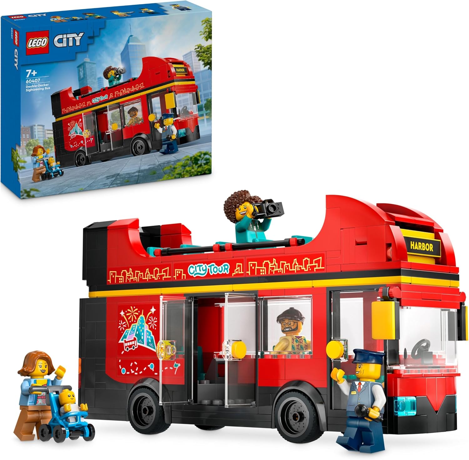 LEGO City Red Double-Decker Sightseeing Bus - Building Set for Ages 7+