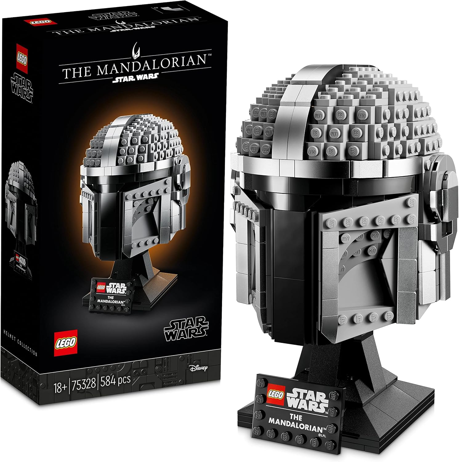 LEGO 75328 Star Wars The Mandalorian Helmet Buildable Model Kit - Collectible Display for Adults