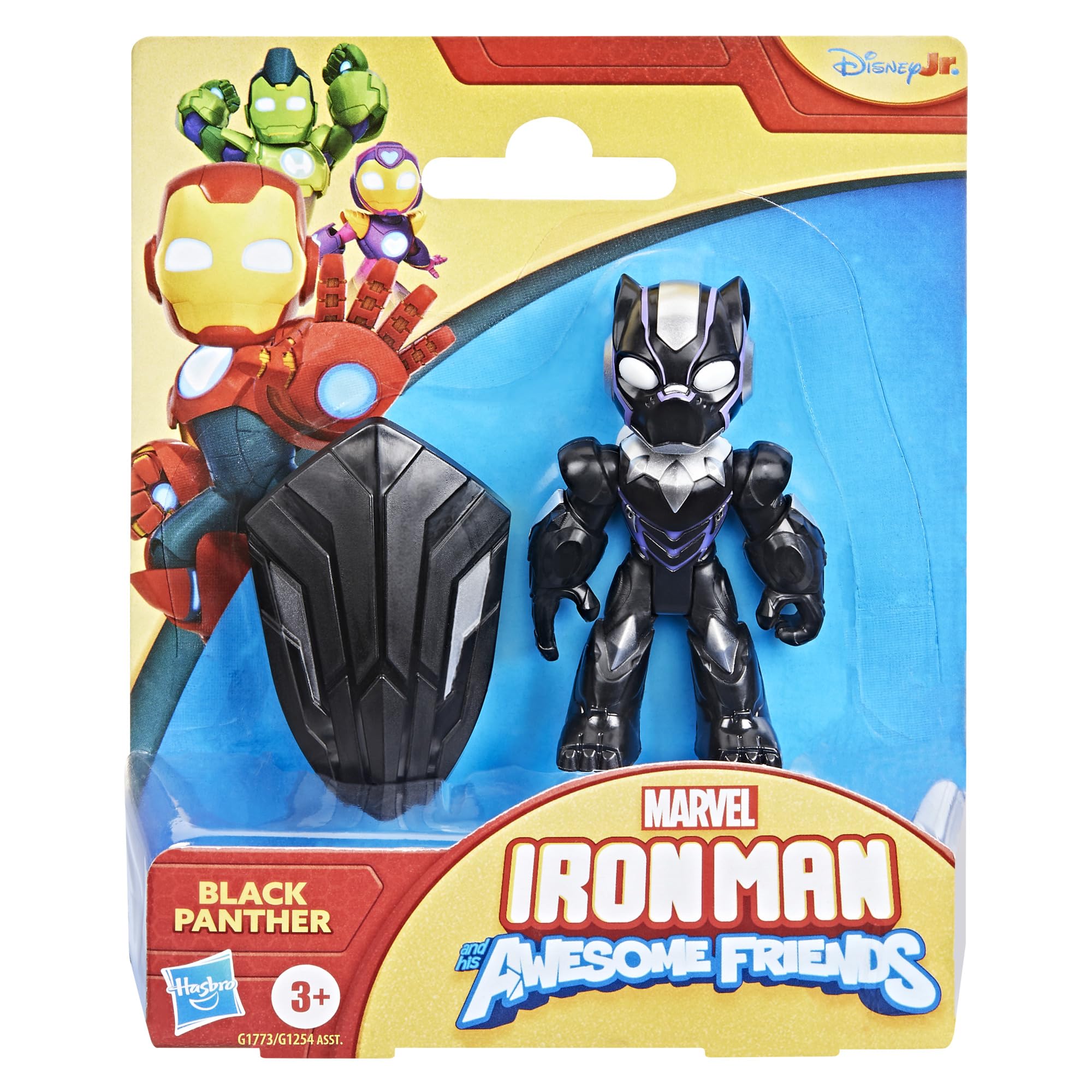 Marvel Iron Man and His Awesome Friends Black Panther Action Figure - 3-Inch Poseable Toy with Shield for Ages 3+ 4
