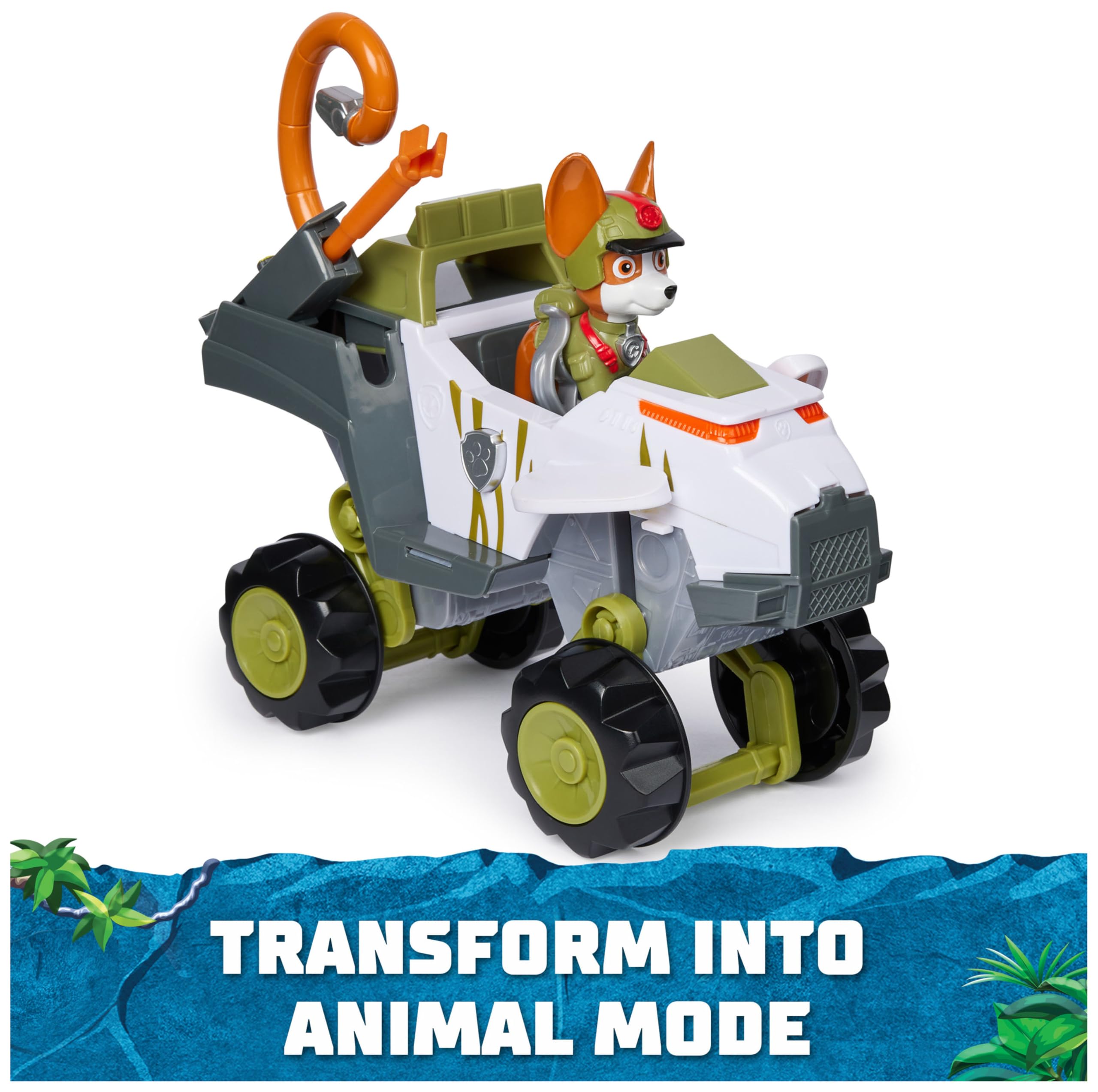 Paw Patrol Jungle Pups Tracker’s Monkey Vehicle with Action Figure - Transforming Rescue Toy for Kids 3+ 6