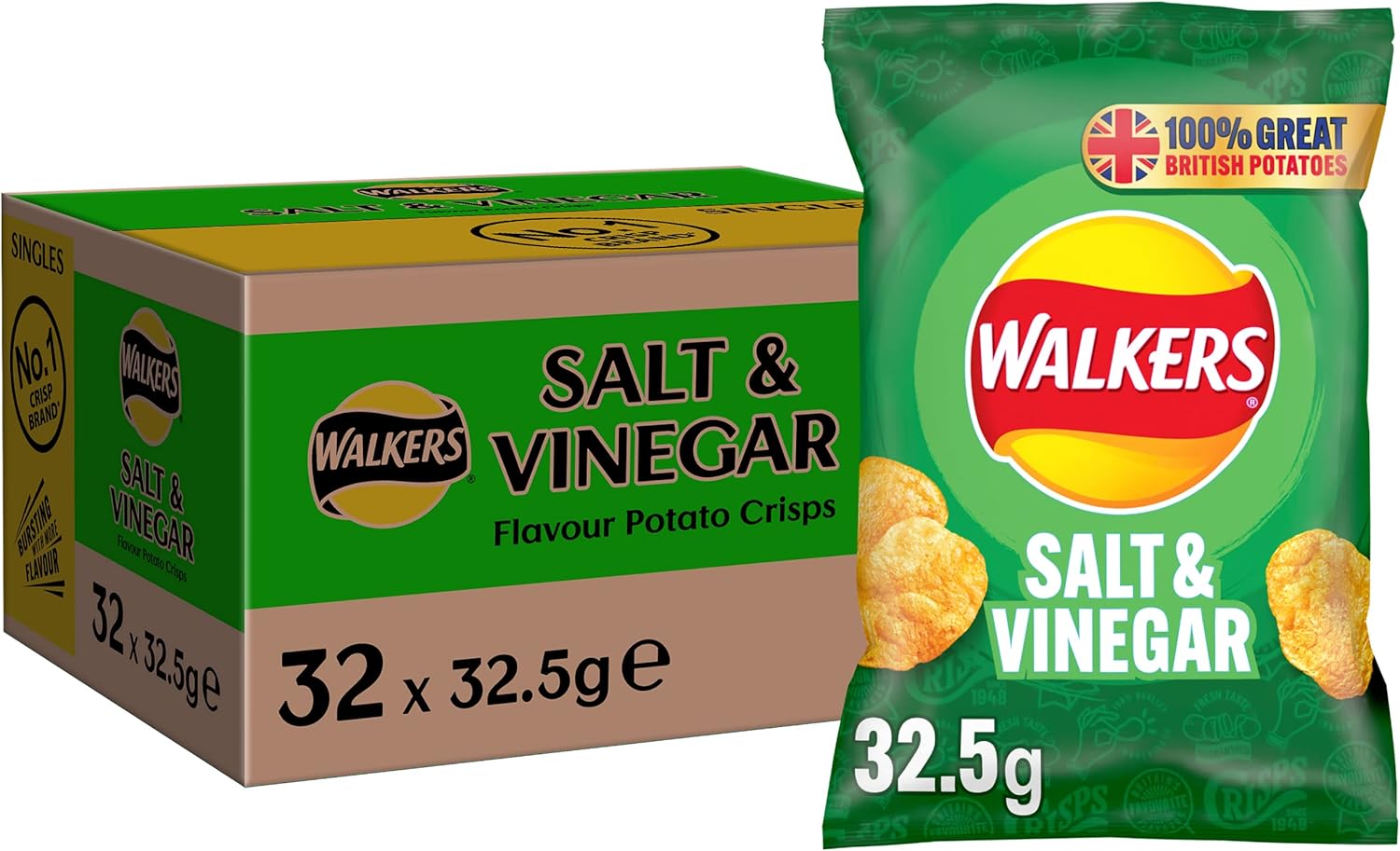 Walkers Salt & Vinegar Crisps 32.5g (Case of 32)