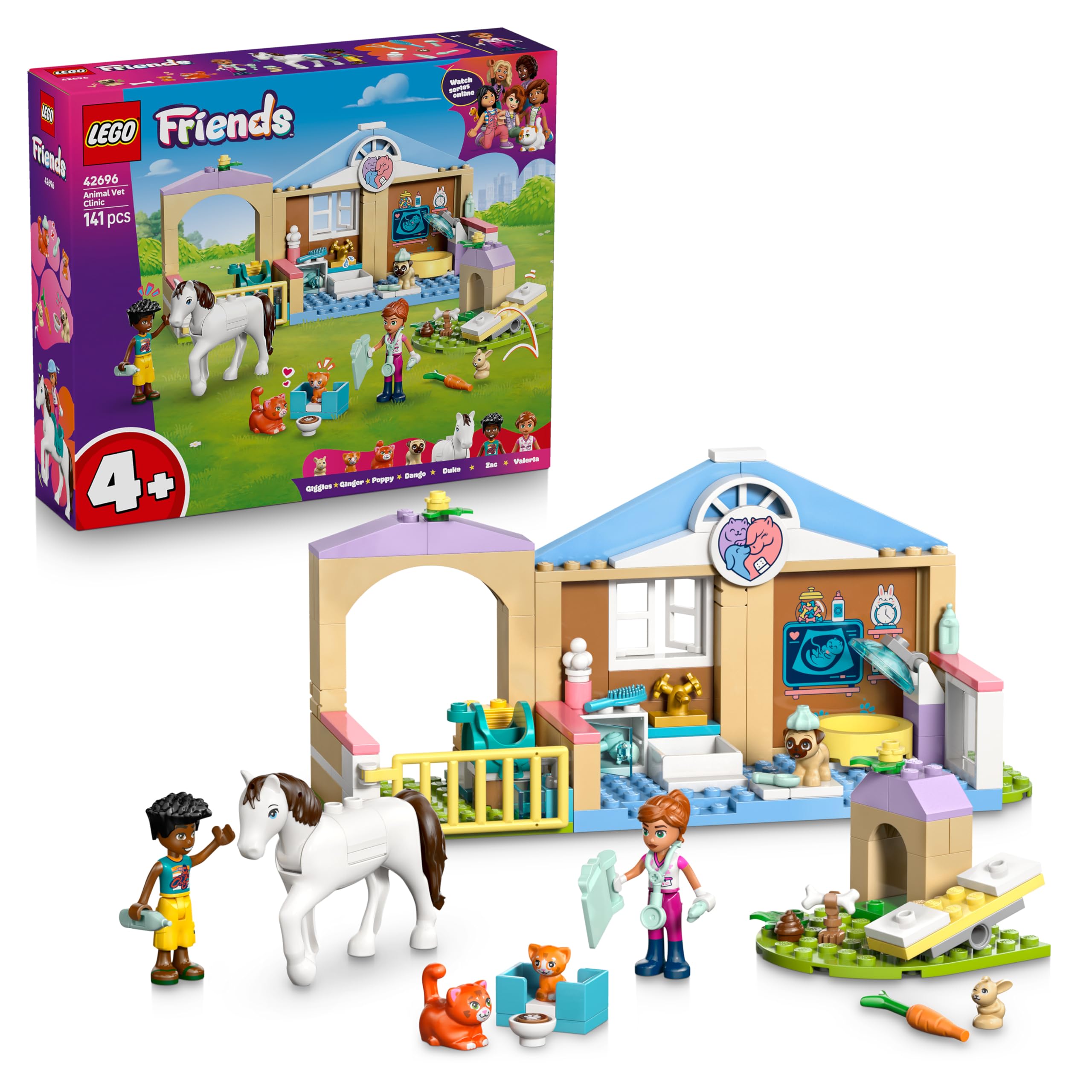 LEGO Friends Animal Vet Clinic Building Set - Educational Toy for Ages 4+ with Horse Stable