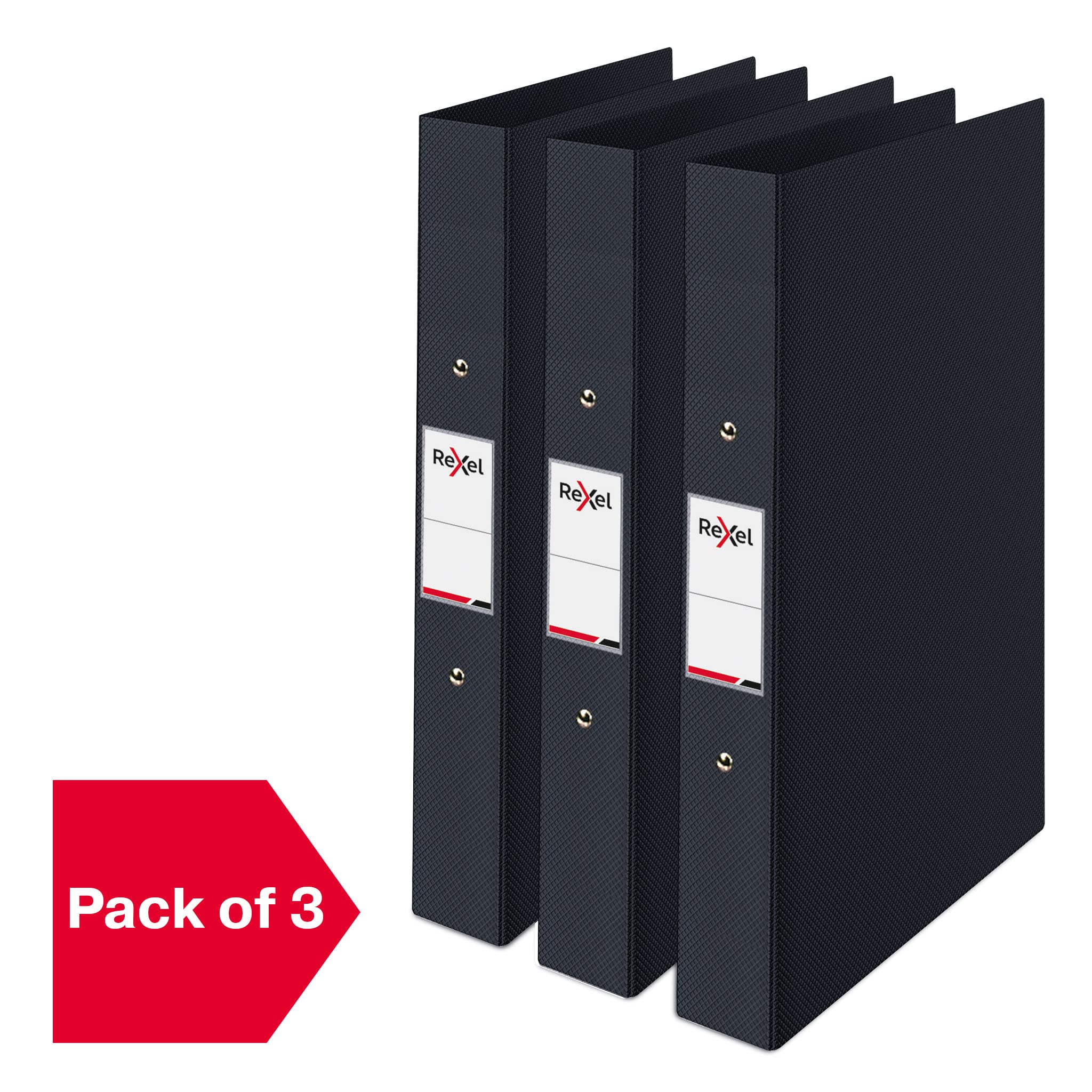 Rexel Choices A4 O-Ring Binder - 25mm Spine, 190 Sheet Capacity, Black, 3 Pack 3