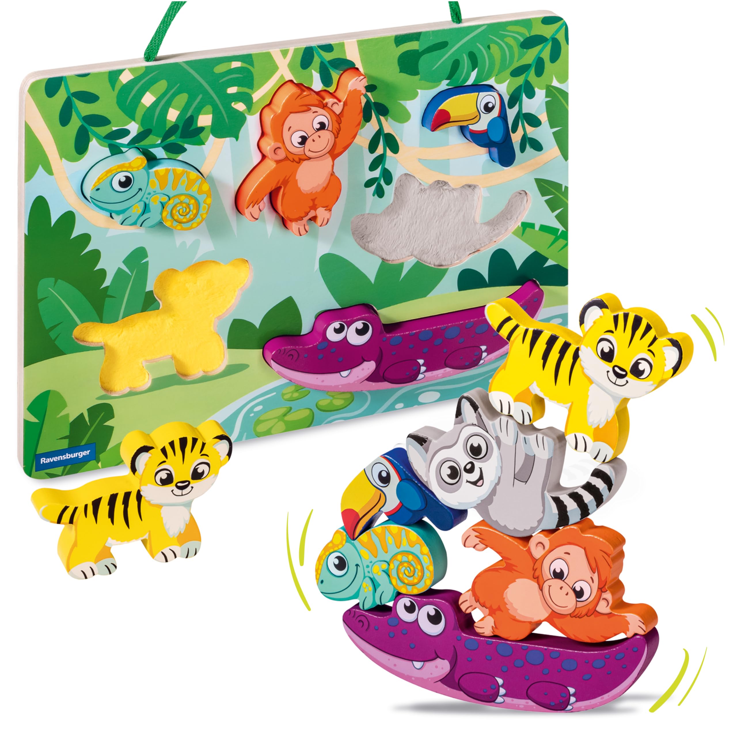 Ravensburger Play+ In The Jungle Touch & Play Wooden Puzzle - 3-in-1 Educational Toy for Toddlers 12 Months+