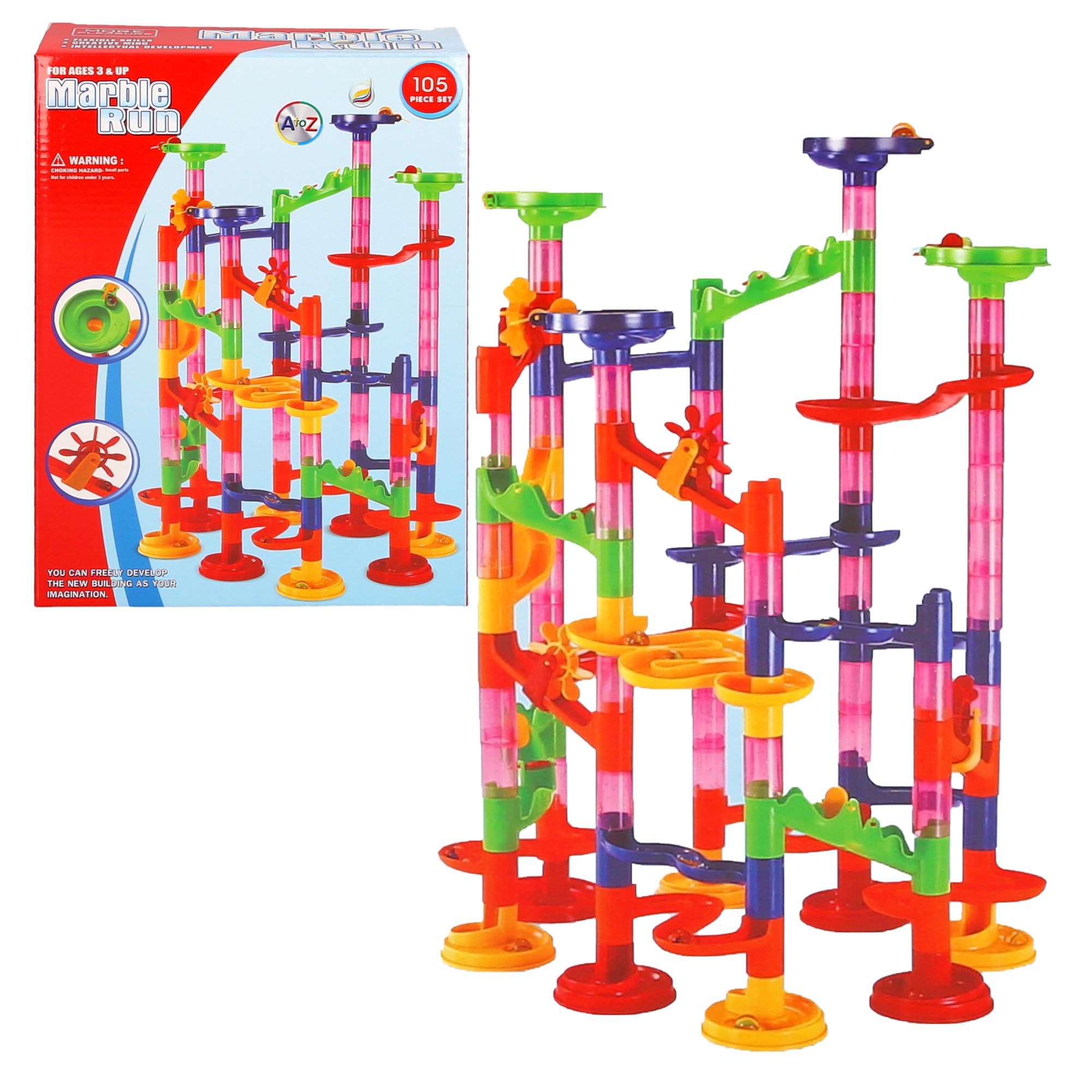 Marble Run Construction Set - 105-Piece Building Toy for Ages 3+