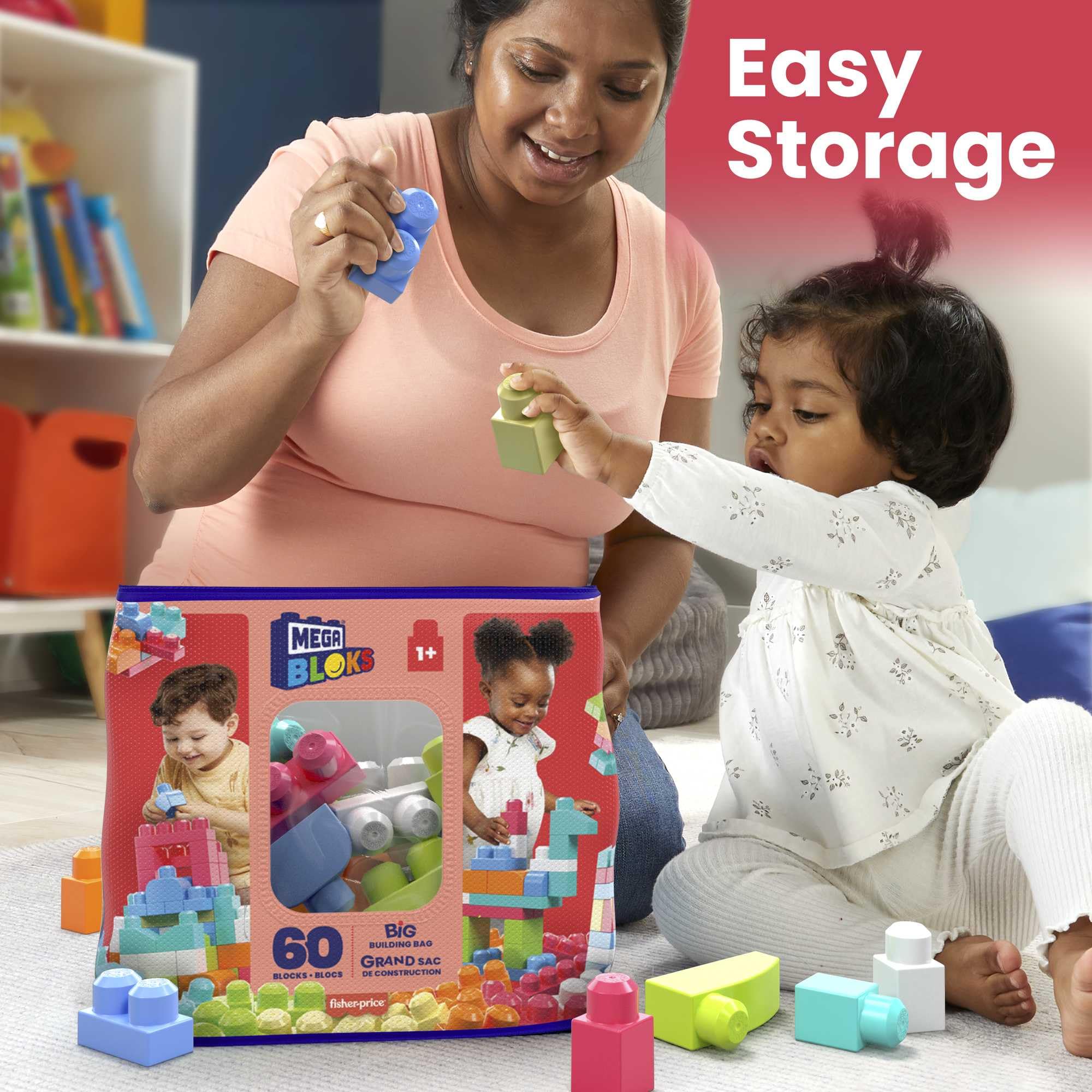 MEGA BLOKS Big Building Bag - 60-Piece Building Set for Ages 1+ 5