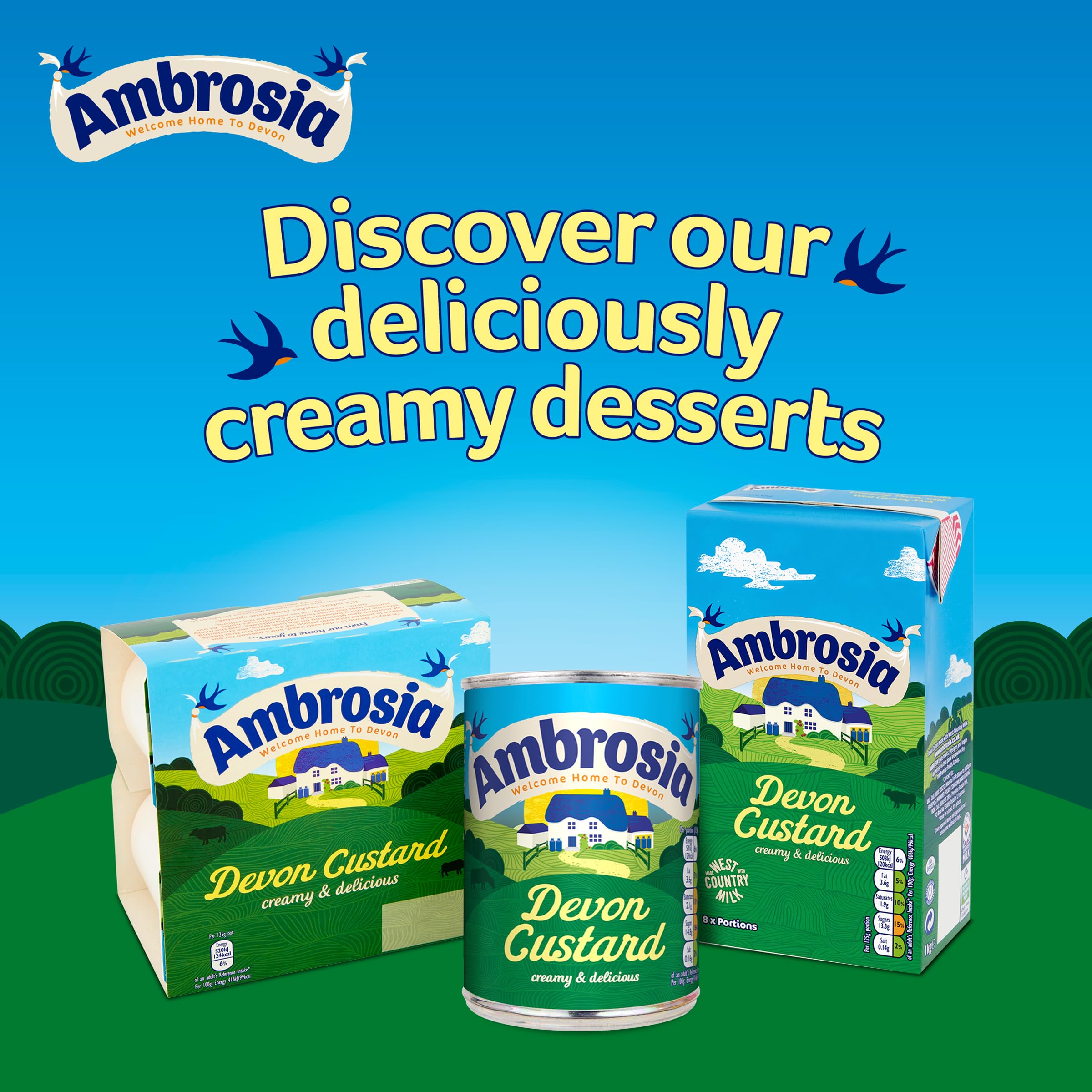 Ambrosia - Devon Custard Original Recipe Creamy Ready-to-Eat Dessert 400g 7