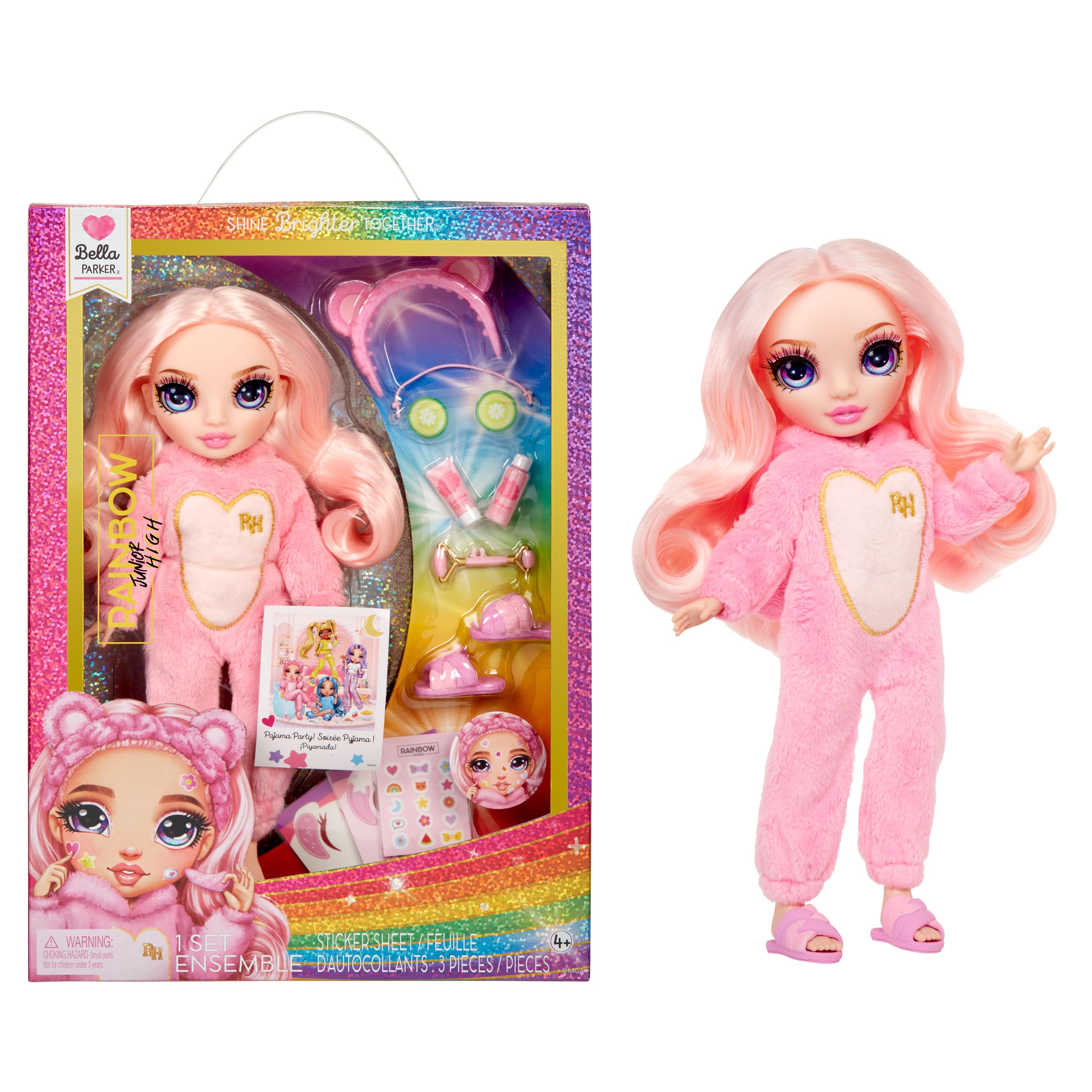 Rainbow High Junior High PJ Party - Bella (Pink) - 22 cm Posable Doll with Spa Accessories - Ages 4-12 8