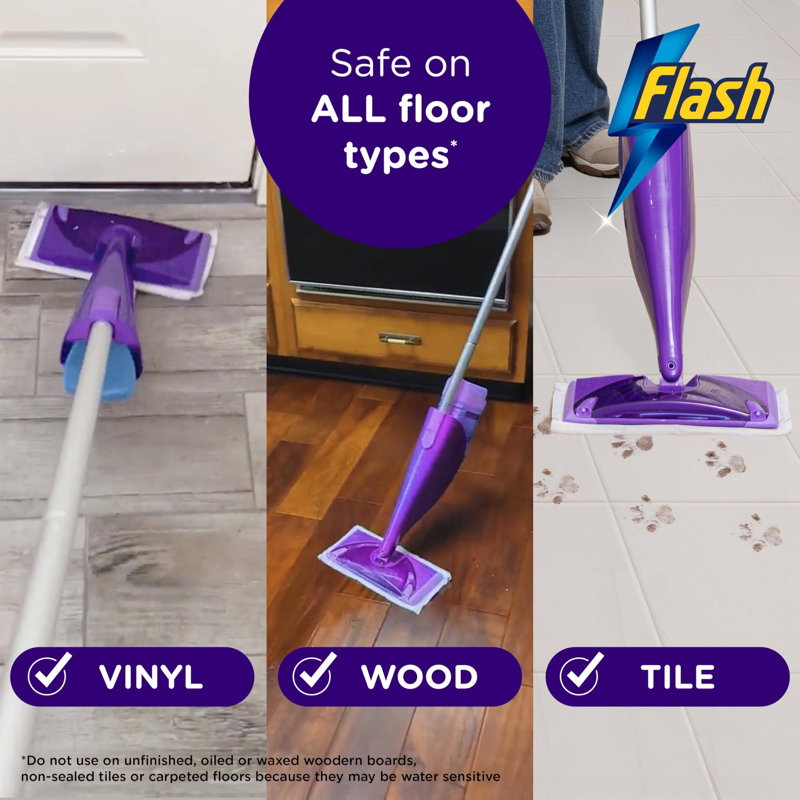 Flash Powermop Floor Cleaner Starter Kit - Spray Mop with Washable Microfiber Pad 12