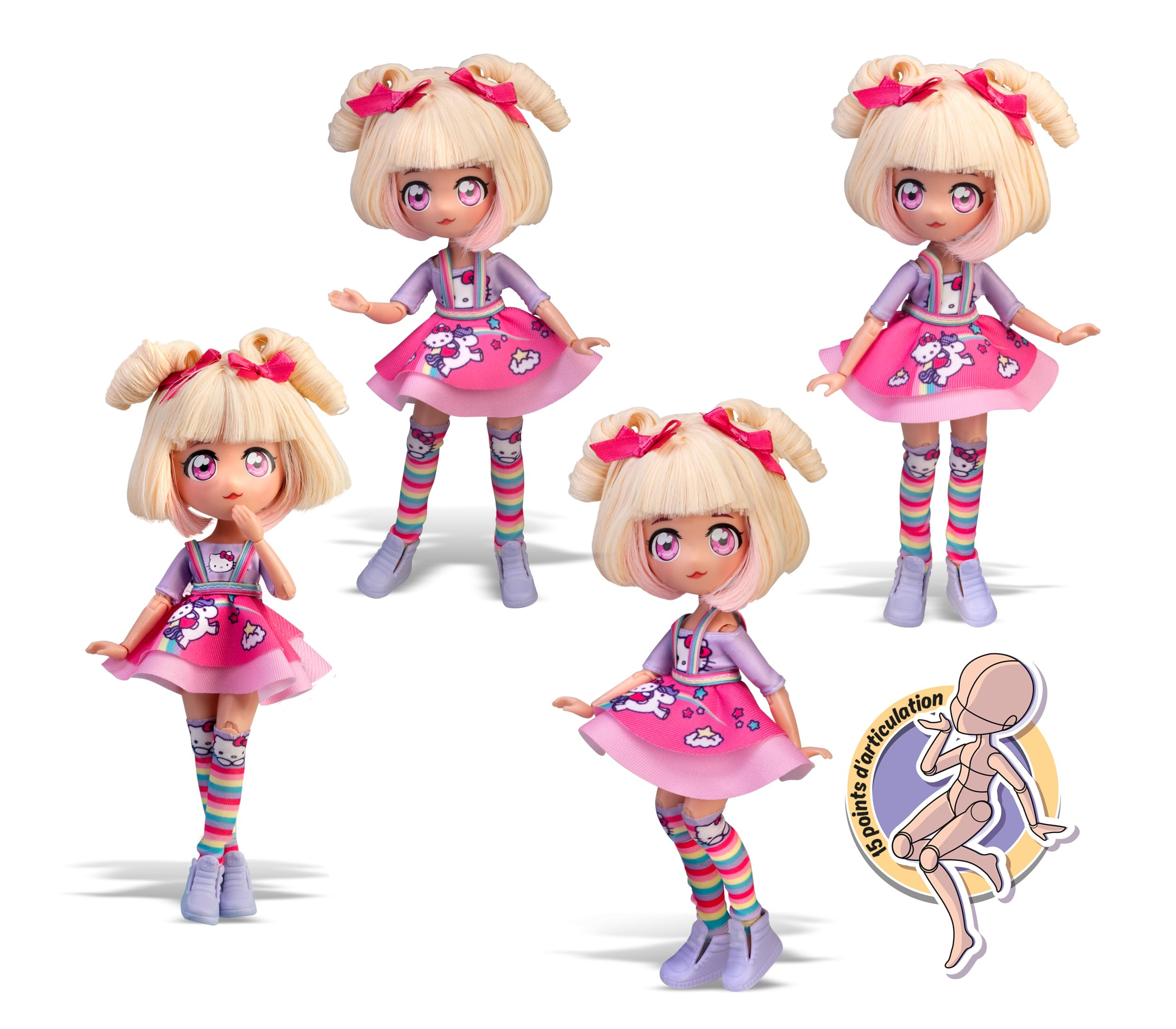 Hello Kitty Blonde Candy Unicorn Manga Doll - Sanrio Collectible for Ages 3+ 8