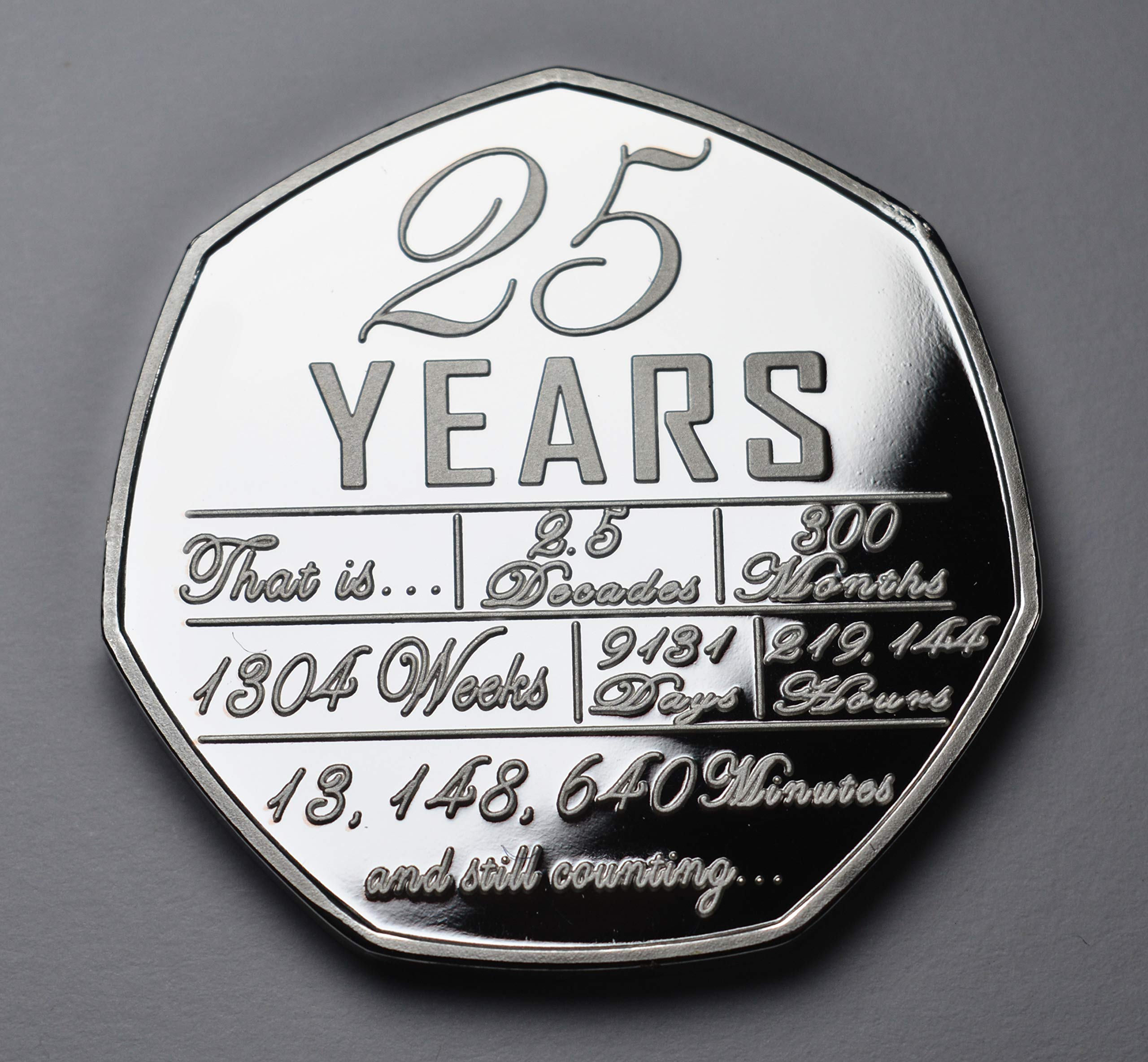The Commemorative Coin Company 25th Wedding Anniversary Silver Plated Coin Set with Diamante Gemstone 9