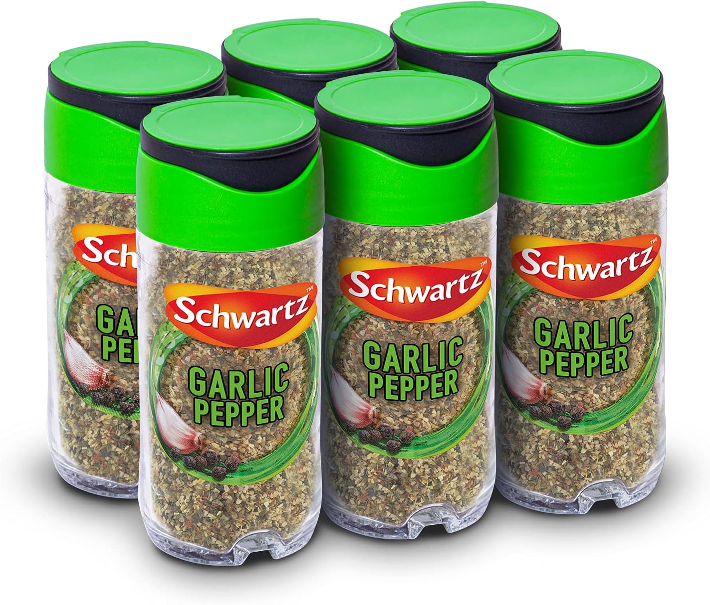 Schwartz Garlic Pepper 45g Jar - Pack of 6 | Garlic and Black Pepper Seasoning Blend