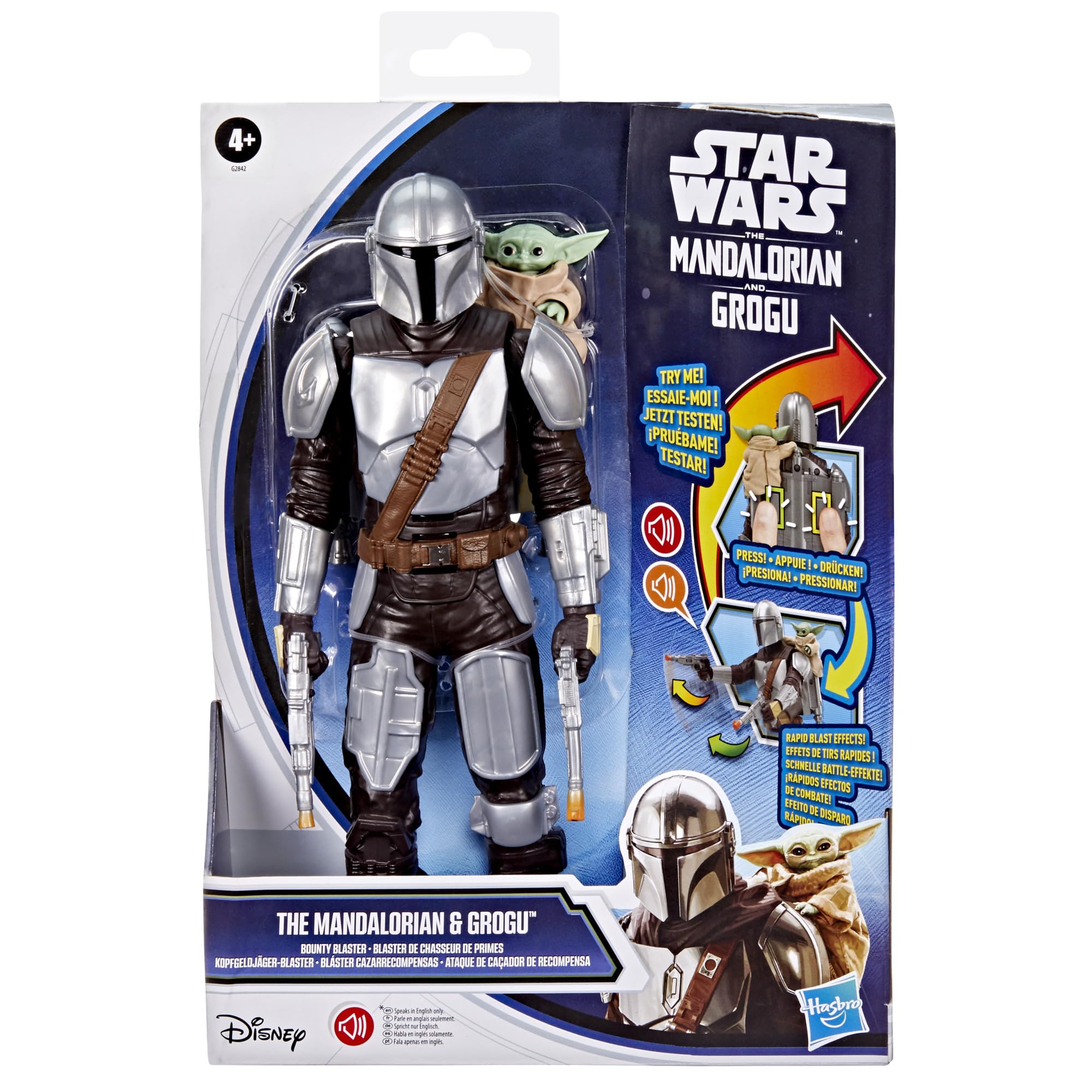 Star Wars The Mandalorian & Grogu Bounty Blaster Action Figure - 28 cm | Interactive Sound & Movement