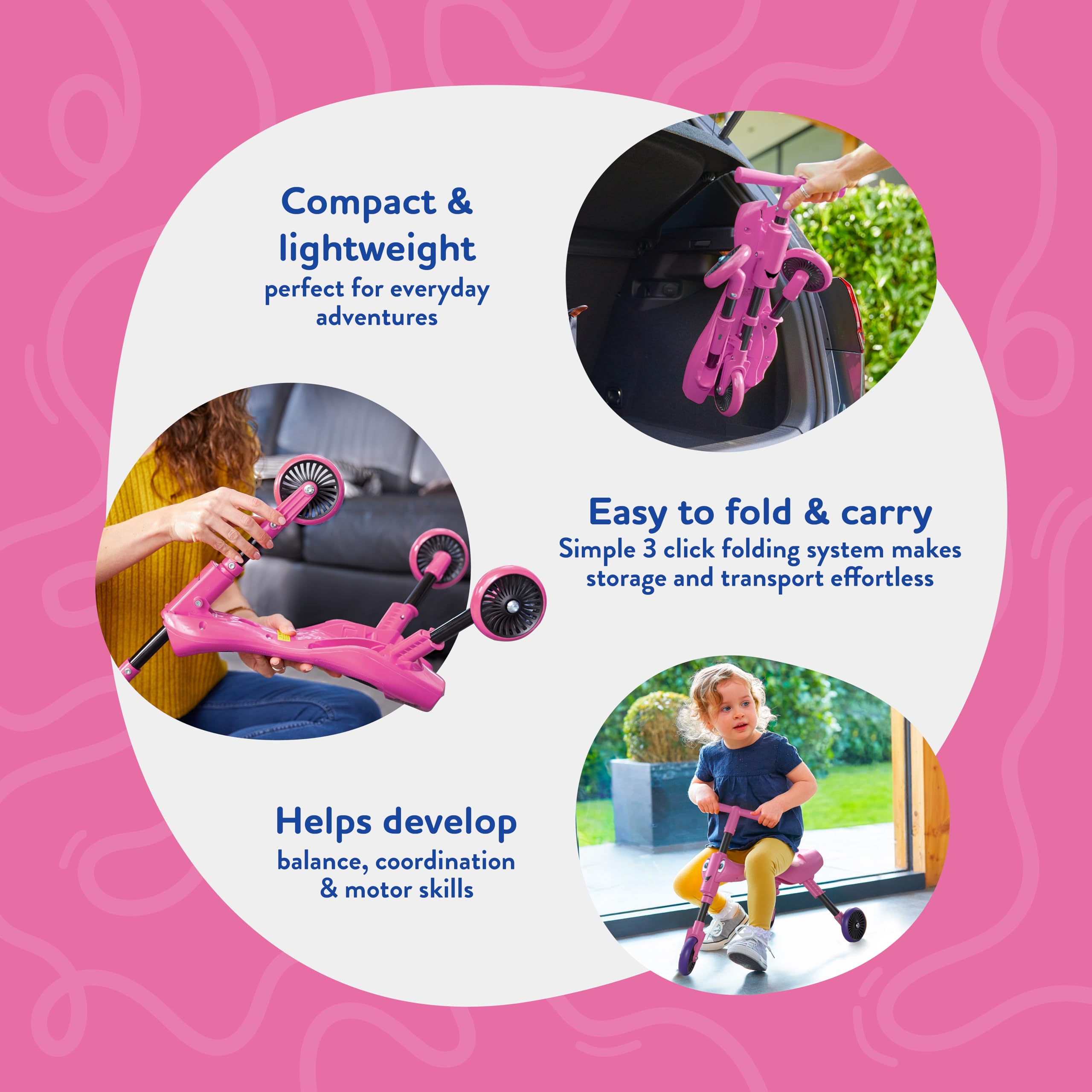 Scuttlebug 3-Wheel Foldable Ride-On Tricycle - Butterfly Design for 1+ Year Olds 7