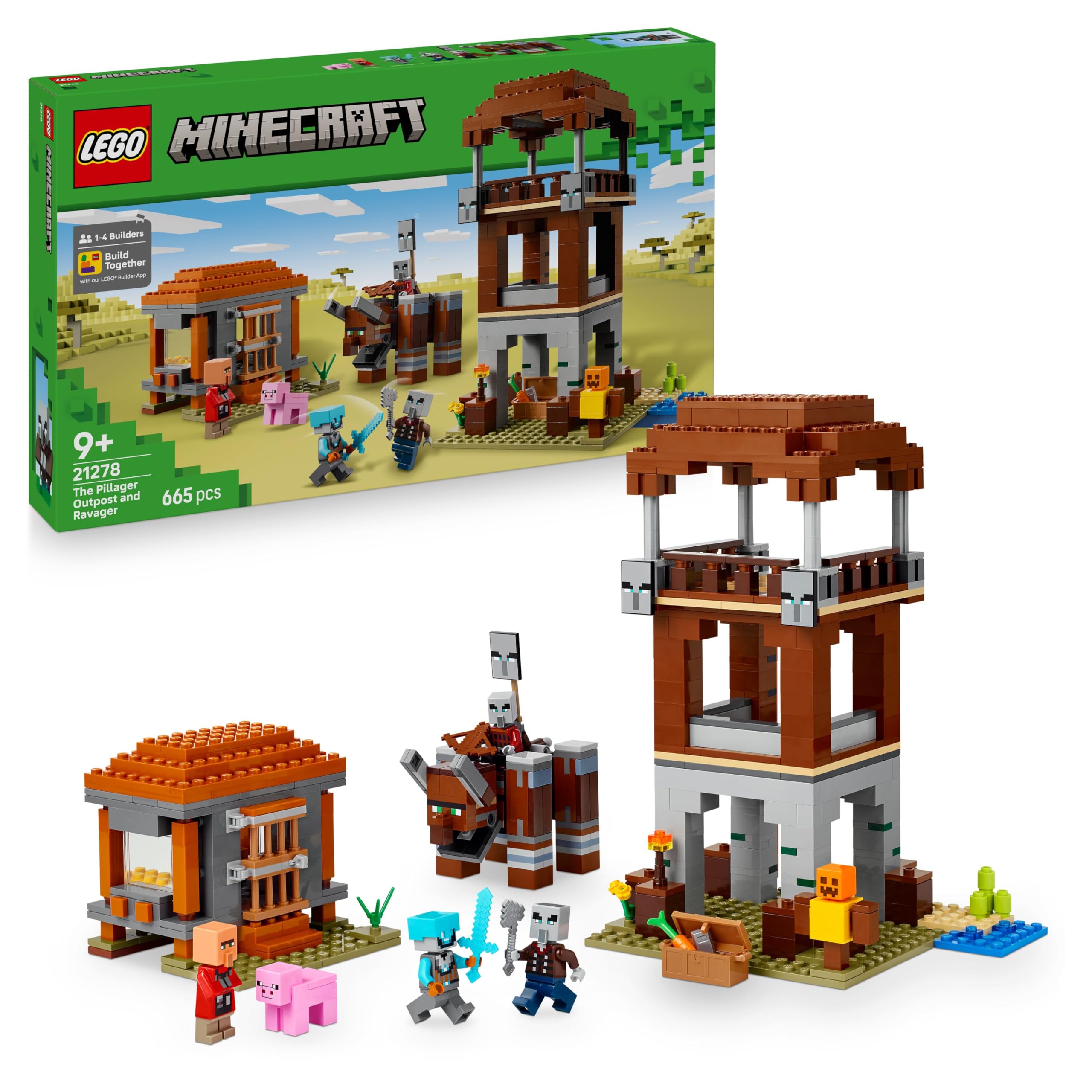 LEGO Minecraft The Pillager Outpost and Ravager Building Set | Model 21278 | Ages 9+