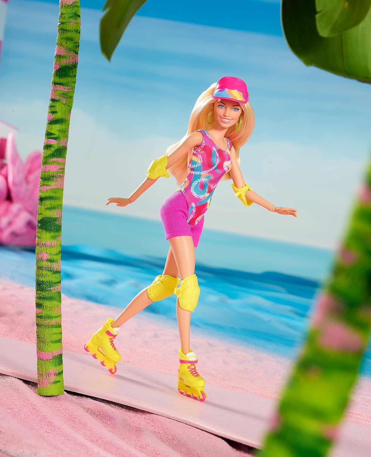Barbie THE MOVIE Margot Robbie Skate Look Doll - Neon Pink Inline Skating Outfit 6