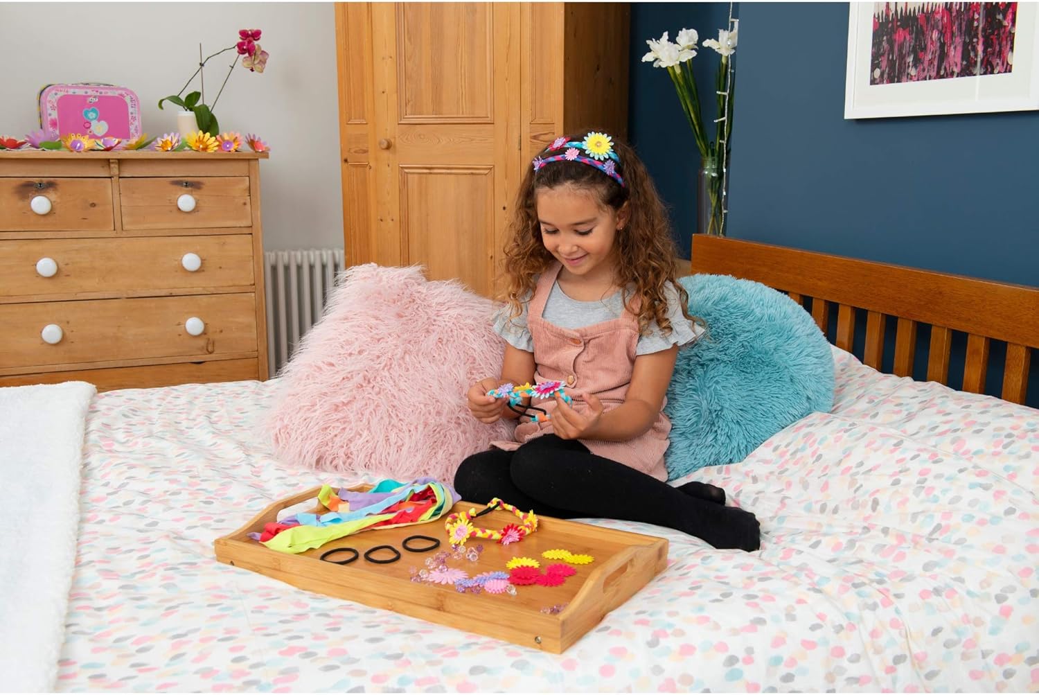 Galt Brilliant Hair Bands Craft Kit for Kids – Create 8 Decorative Hair Braids with Flowers and Beads 5