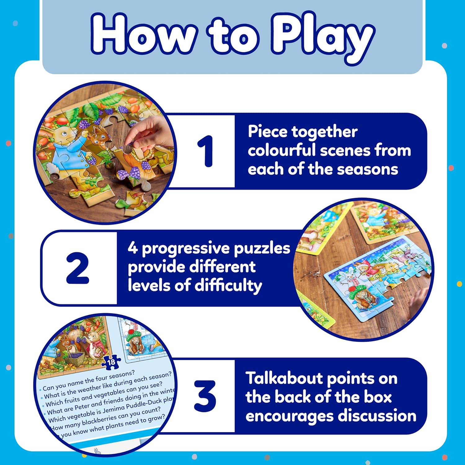 Orchard Toys Peter Rabbit 4-in-a-Box Puzzles - 12, 16, 18, 24 Piece Jigsaw Puzzle Set 4