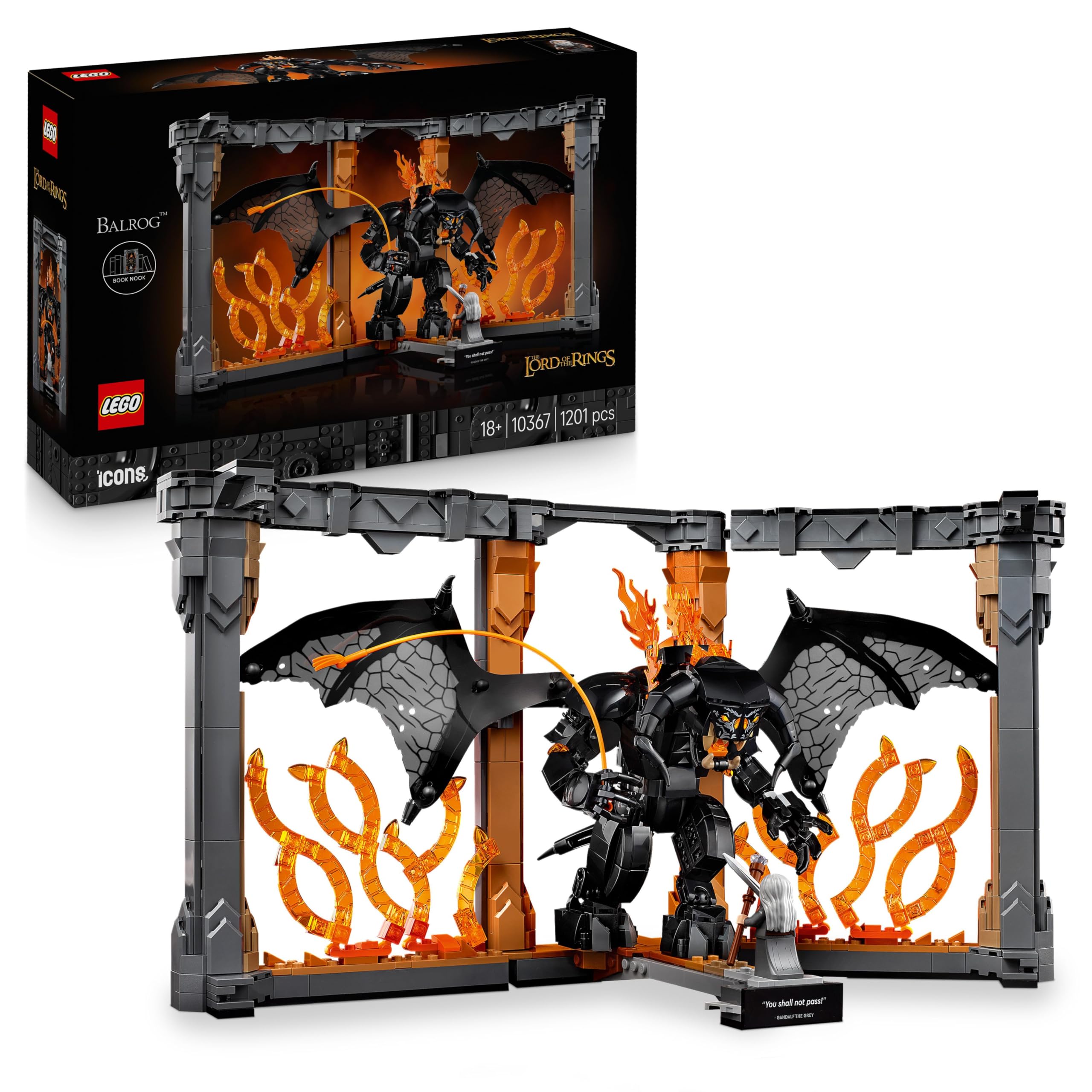 LEGO Icons The Lord of the Rings: Balrog Book Nook - Building Set for Adults