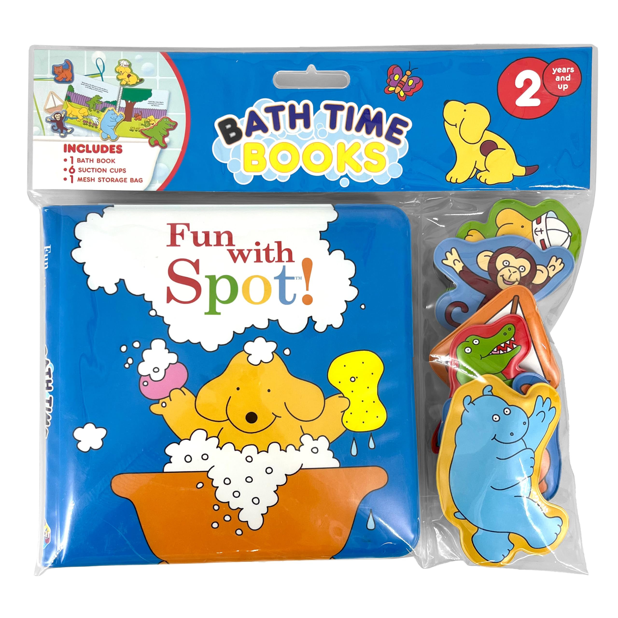 Phidal Fun with Spot! Bath Time Books Activity Book | Includes 6 Padded Suction Cups & Mesh Bag | Ages 2+