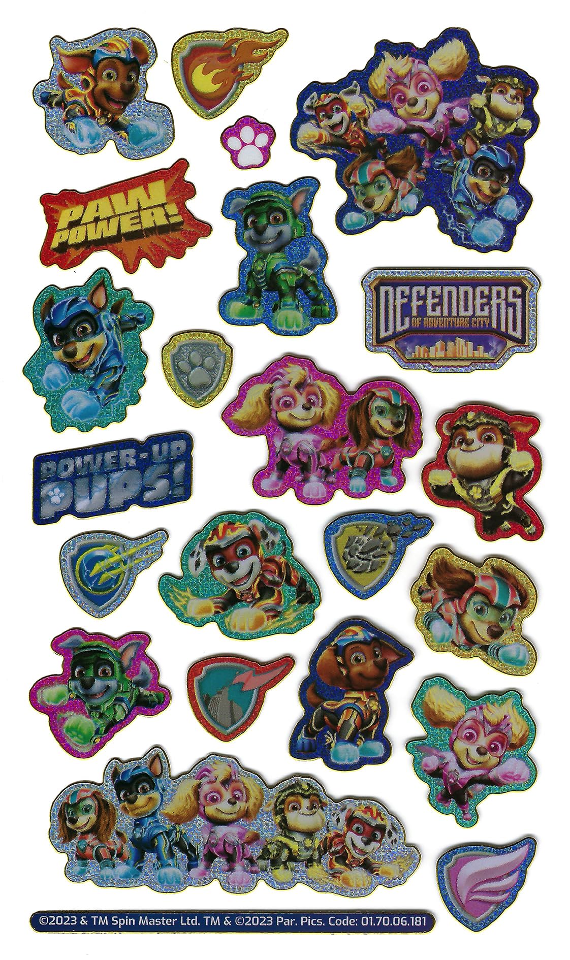 Paper Projects PAW Patrol the Mighty Movie Sparkly Reusable Stickers - Foil Sticker Sheet