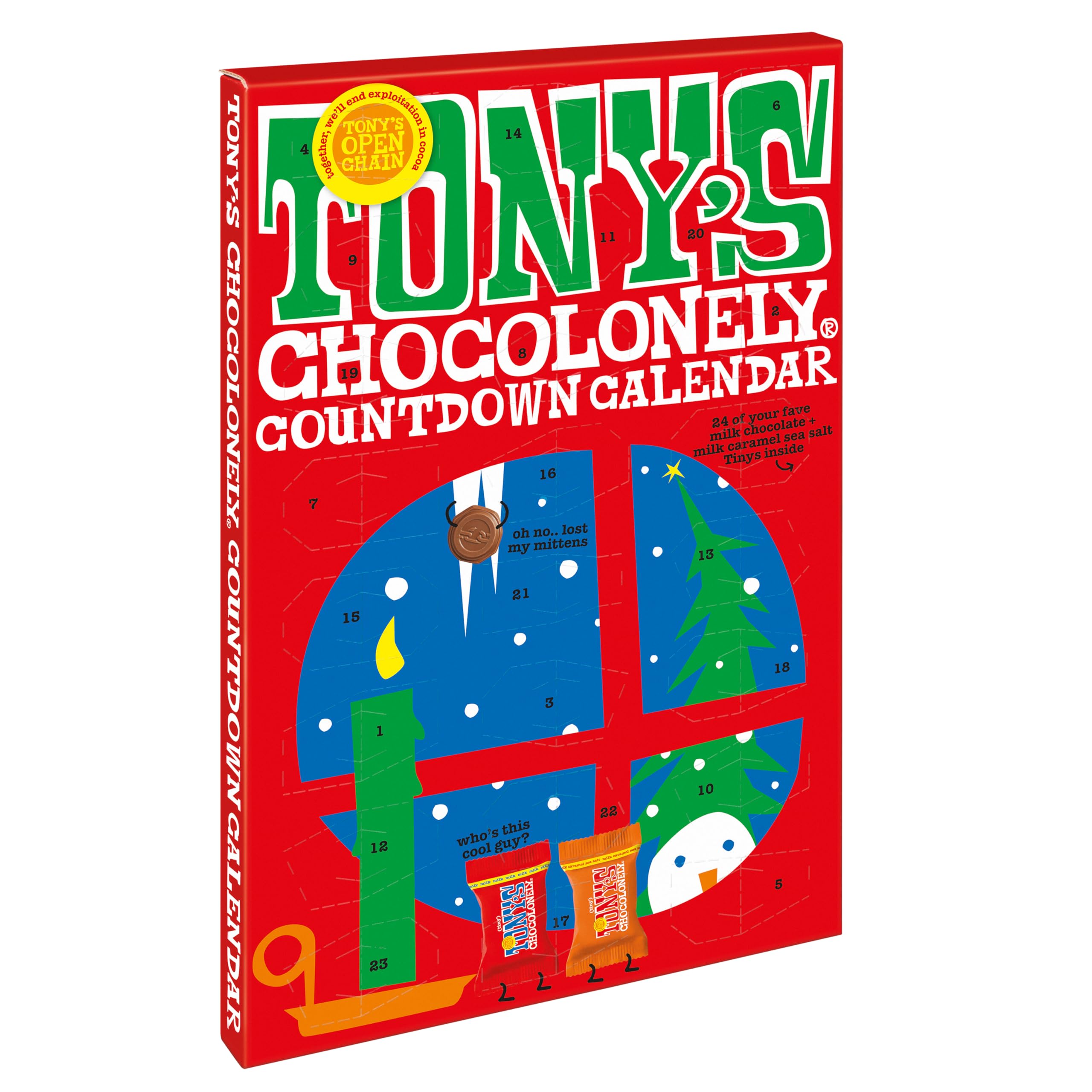 Tony's Chocolonely Smaller Advent Calendar - 24 Milk Chocolate & Caramel Sea Salt Treats