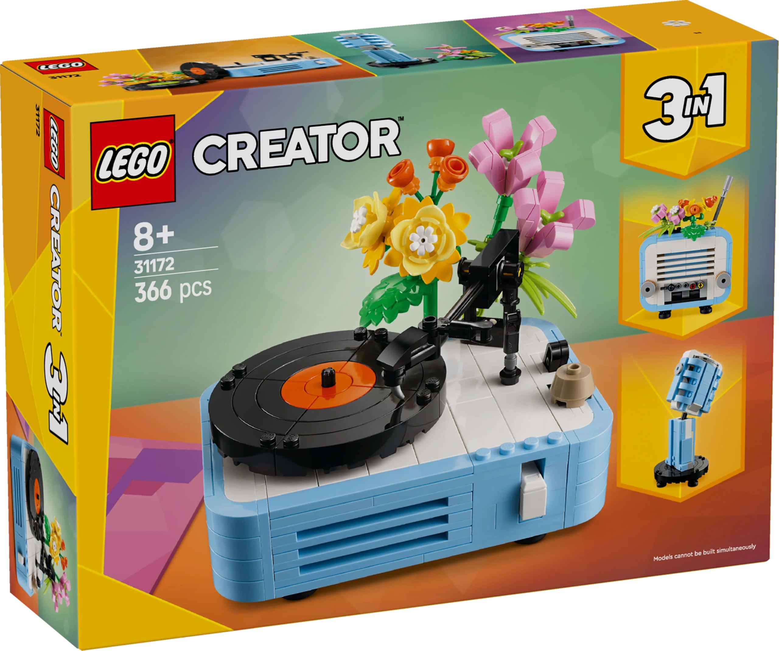 LEGO Creator 3in1 Record Player with Flowers Building Set - Rebuilds into Radio or Microphone, 366 Pieces 9