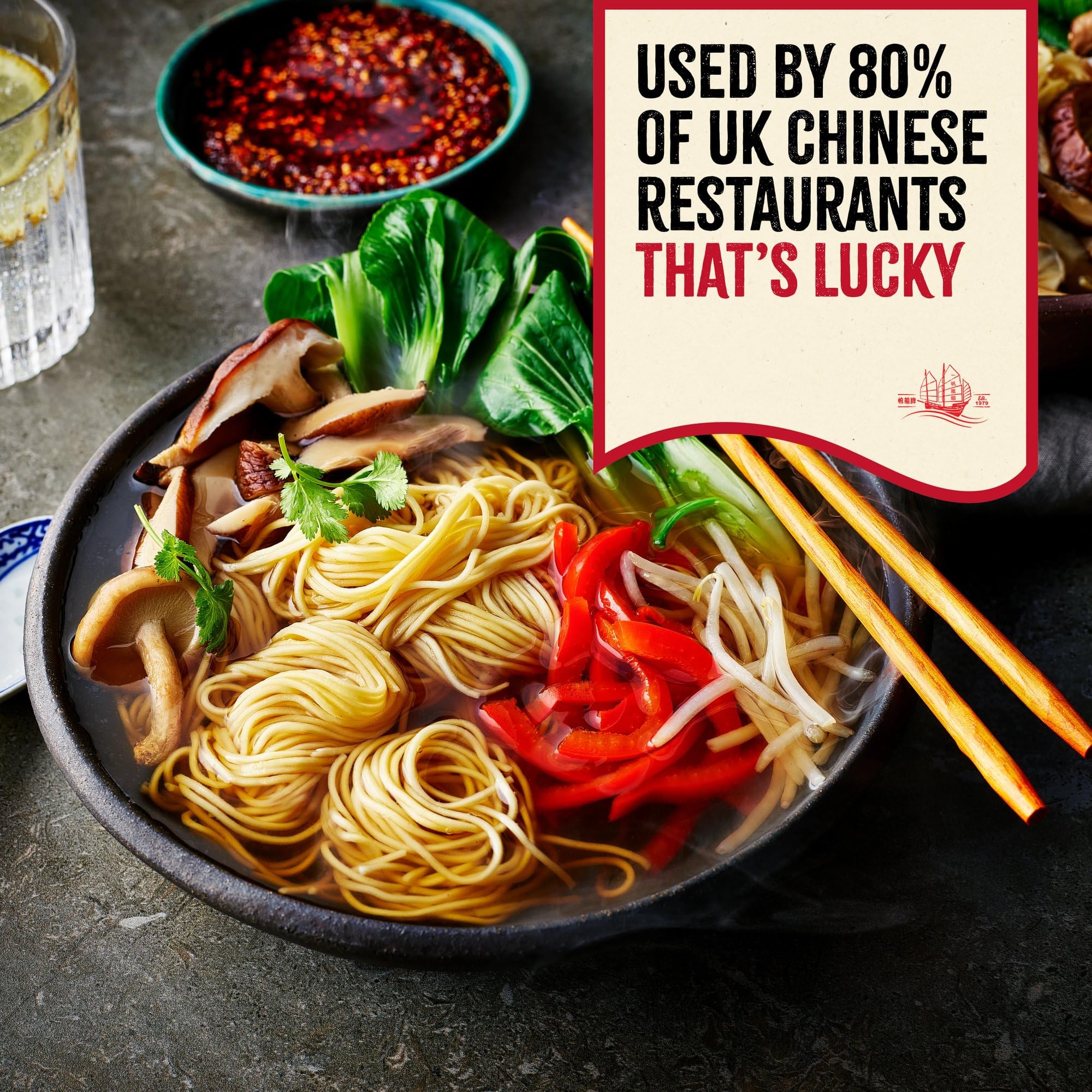 LUCKY BOAT No1 Thick Chow Mein Noodles 900G - Restaurant Quality Chinese Noodles 3