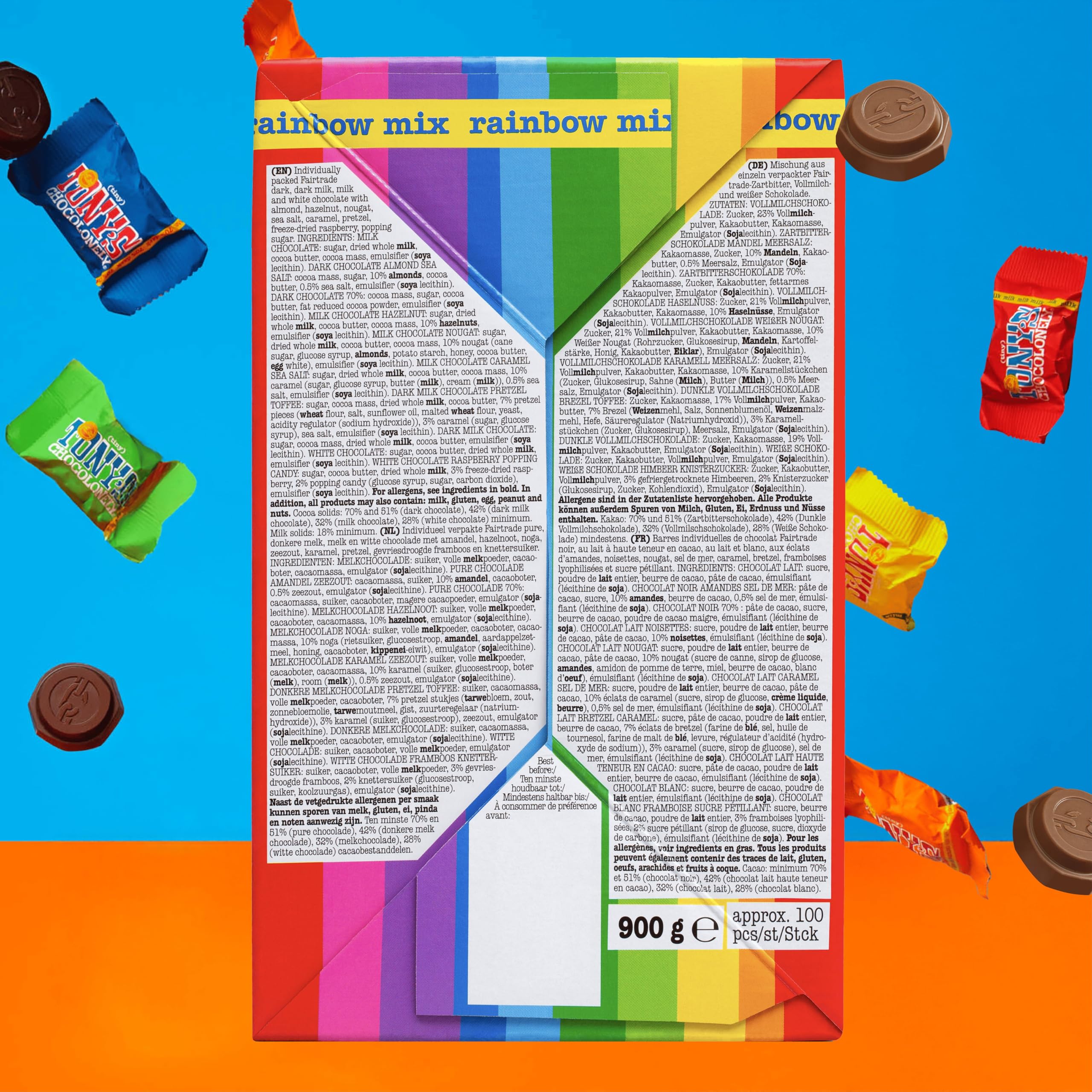 Tony's Chocolonely Tiny Tony's Chocolate Gift Box - 900g Mini Fair Trade Chocolate Mix 6