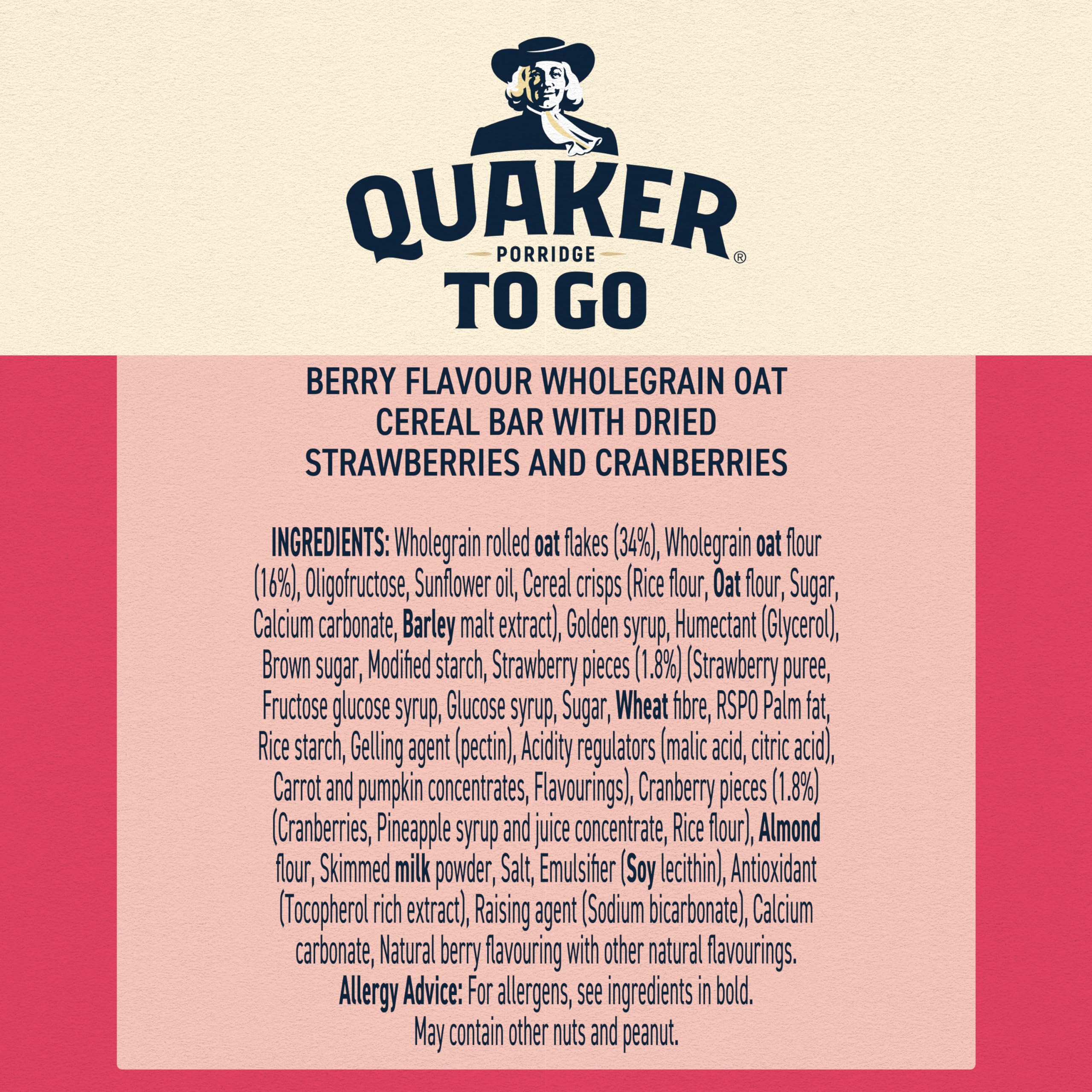 Quaker - Mixed Berries Porridge To Go Breakfast Bars 2x55 g 8