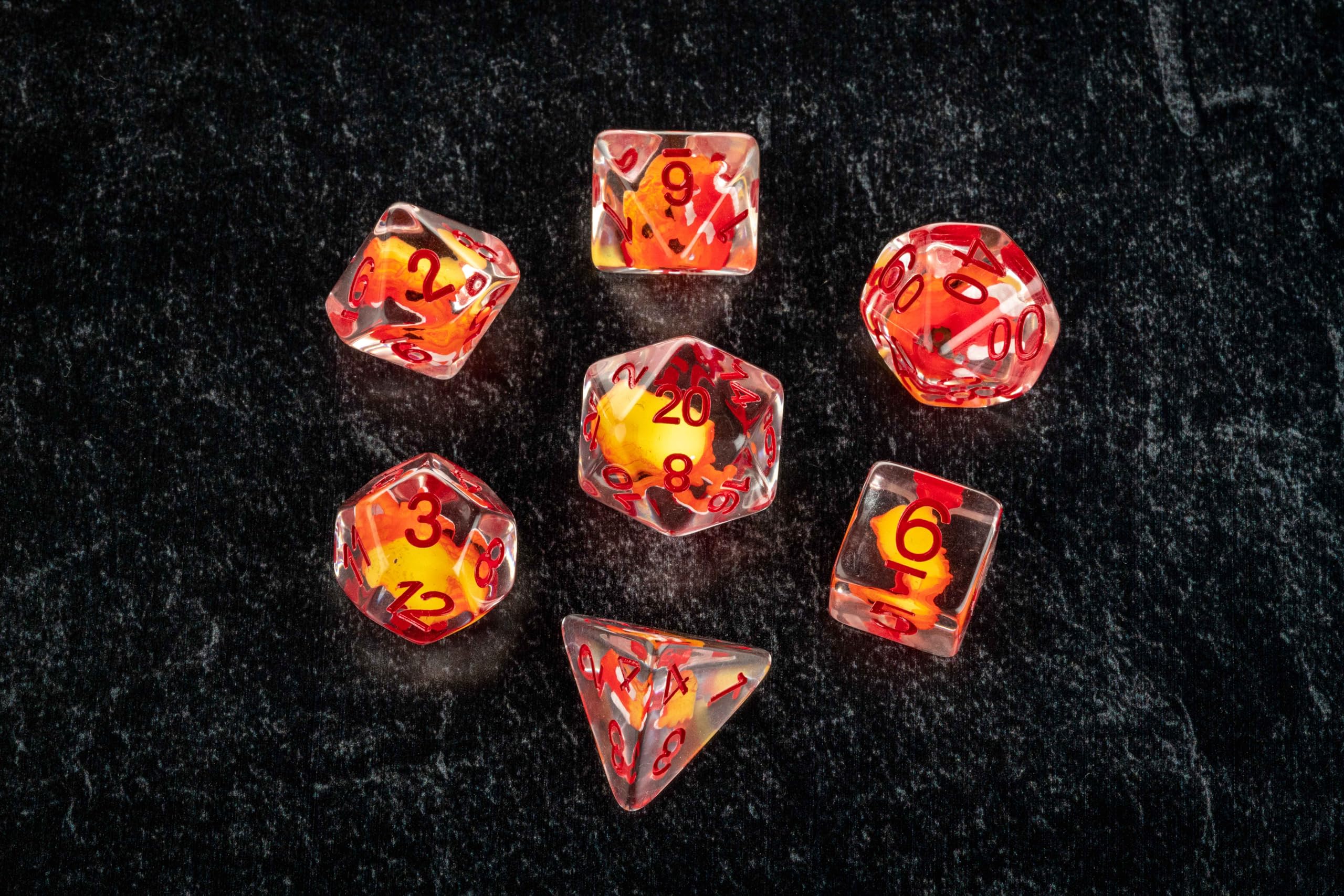 Metallic Dice Games Dragon StormTM FanRoll Red Resin Dice Set 5