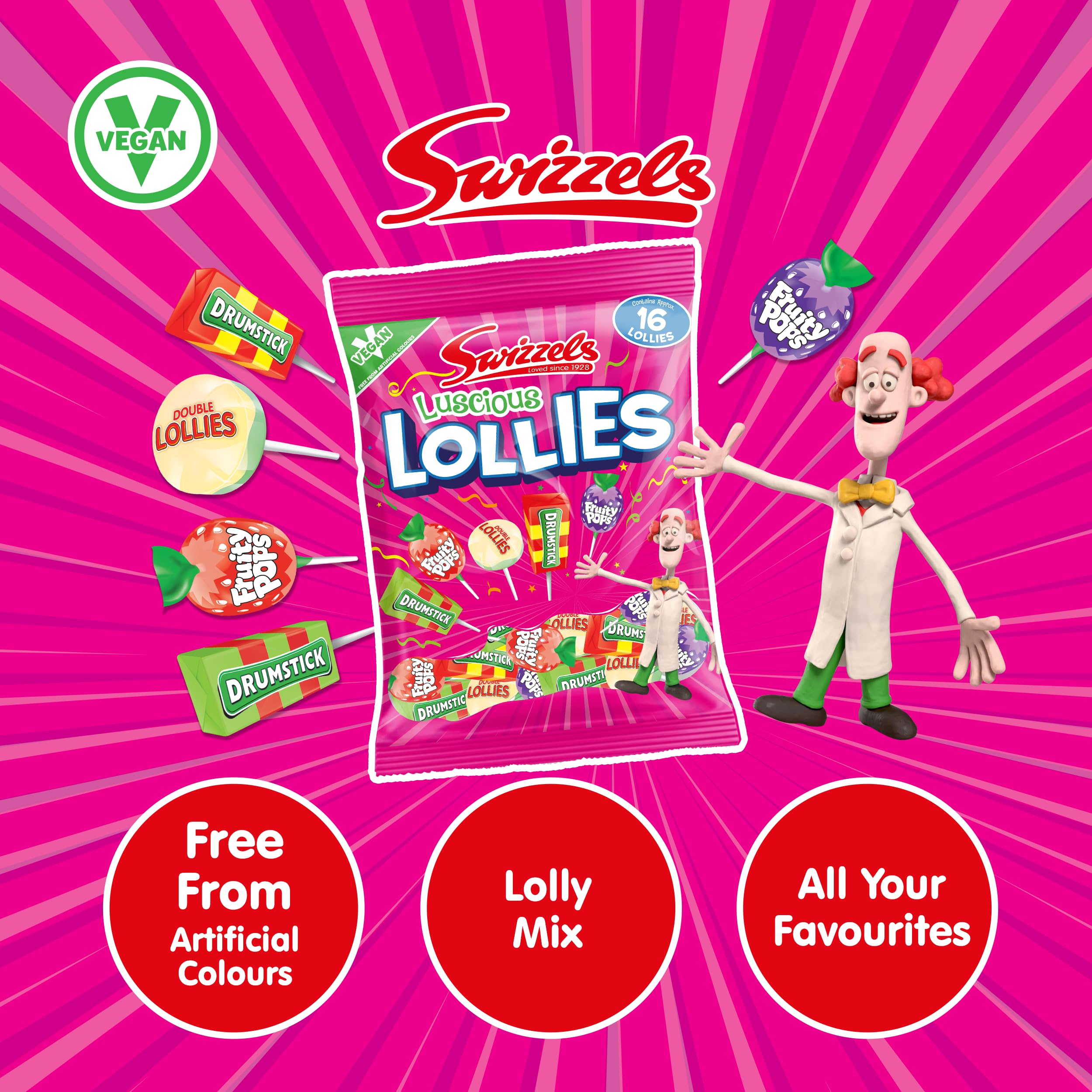 Swizzels Luscious Lollies 176g - Drumstick & Fruity Pops Assorted Sweets 3