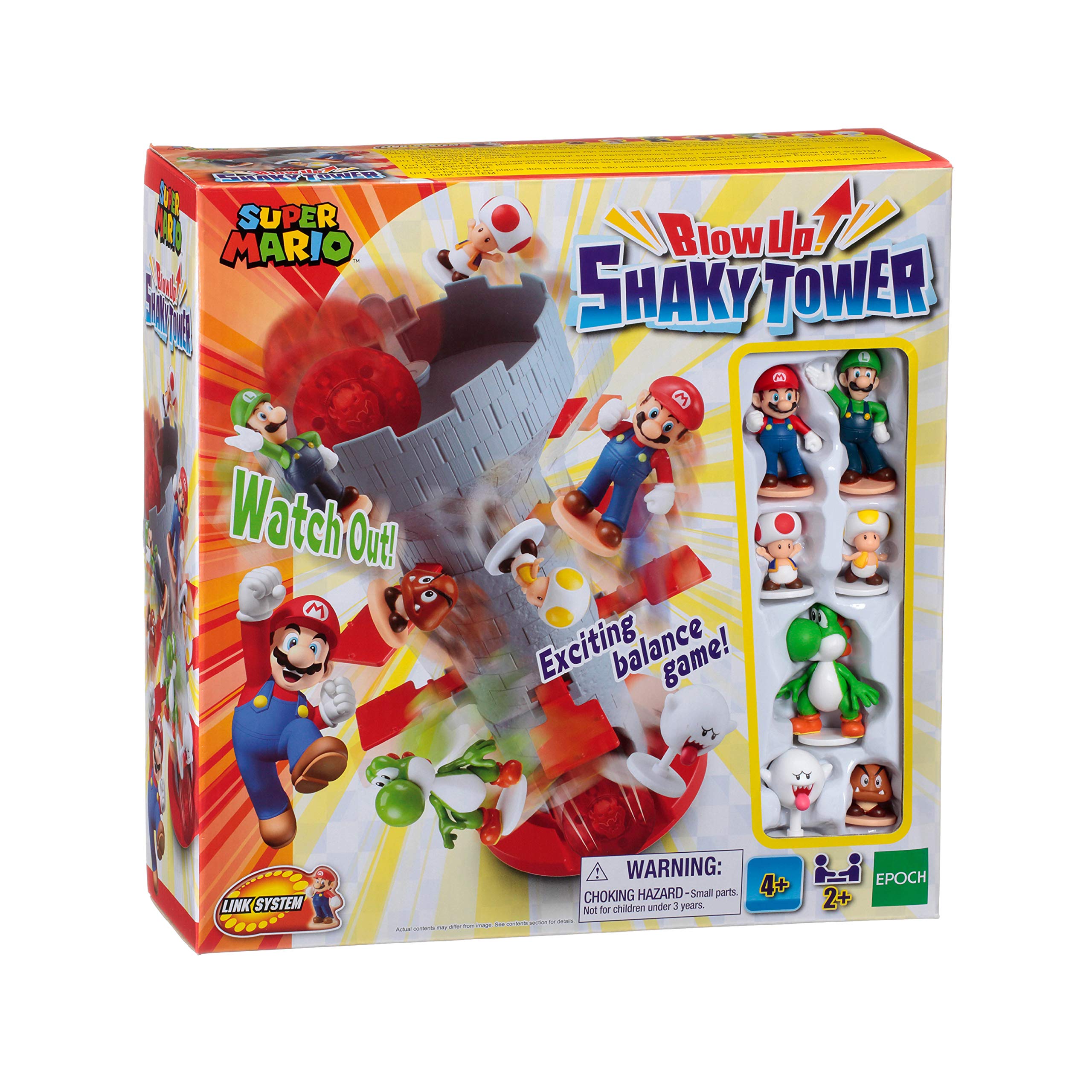EPOCH Super Mario Blow Up! Shaky Tower Stacking Game | 7 Character Figures | Ages 4+ 1