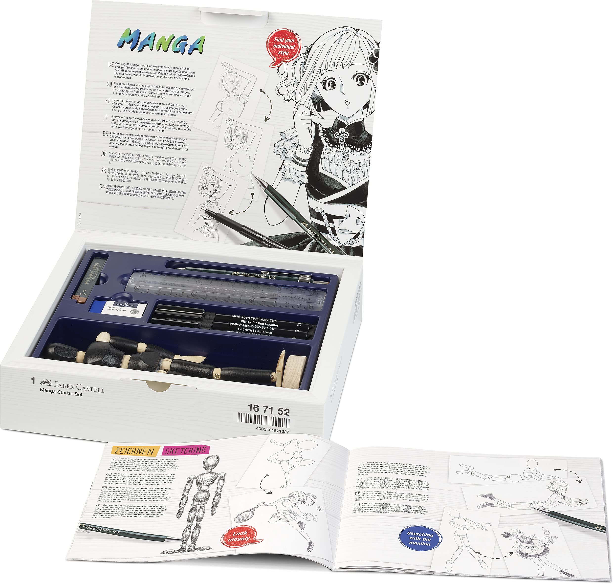 Faber-Castell Pitt Artist Pen Manga Starter Set - Permanent Ink, Quick Drying | Line Sizes XS, M, B 2