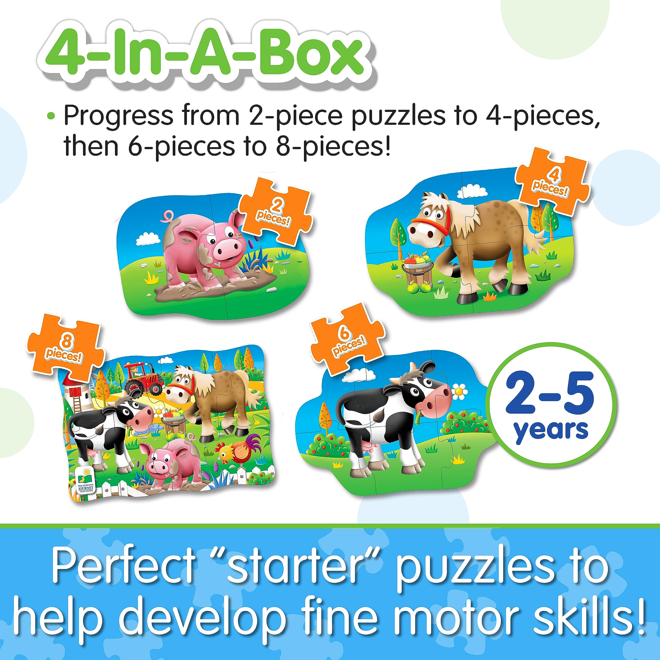 The Learning Journey Farm My First Puzzle Sets - 4 Progressive Puzzles for Toddlers 2-5 Years