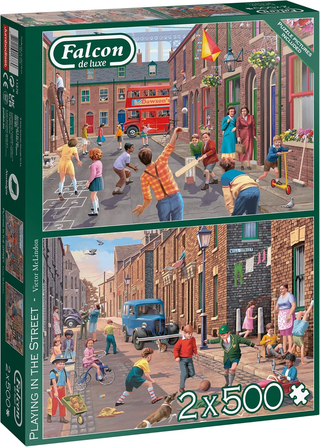 Falcon de luxe Playing in the Street - 2 x 500-Piece Jigsaw Puzzle for Adults