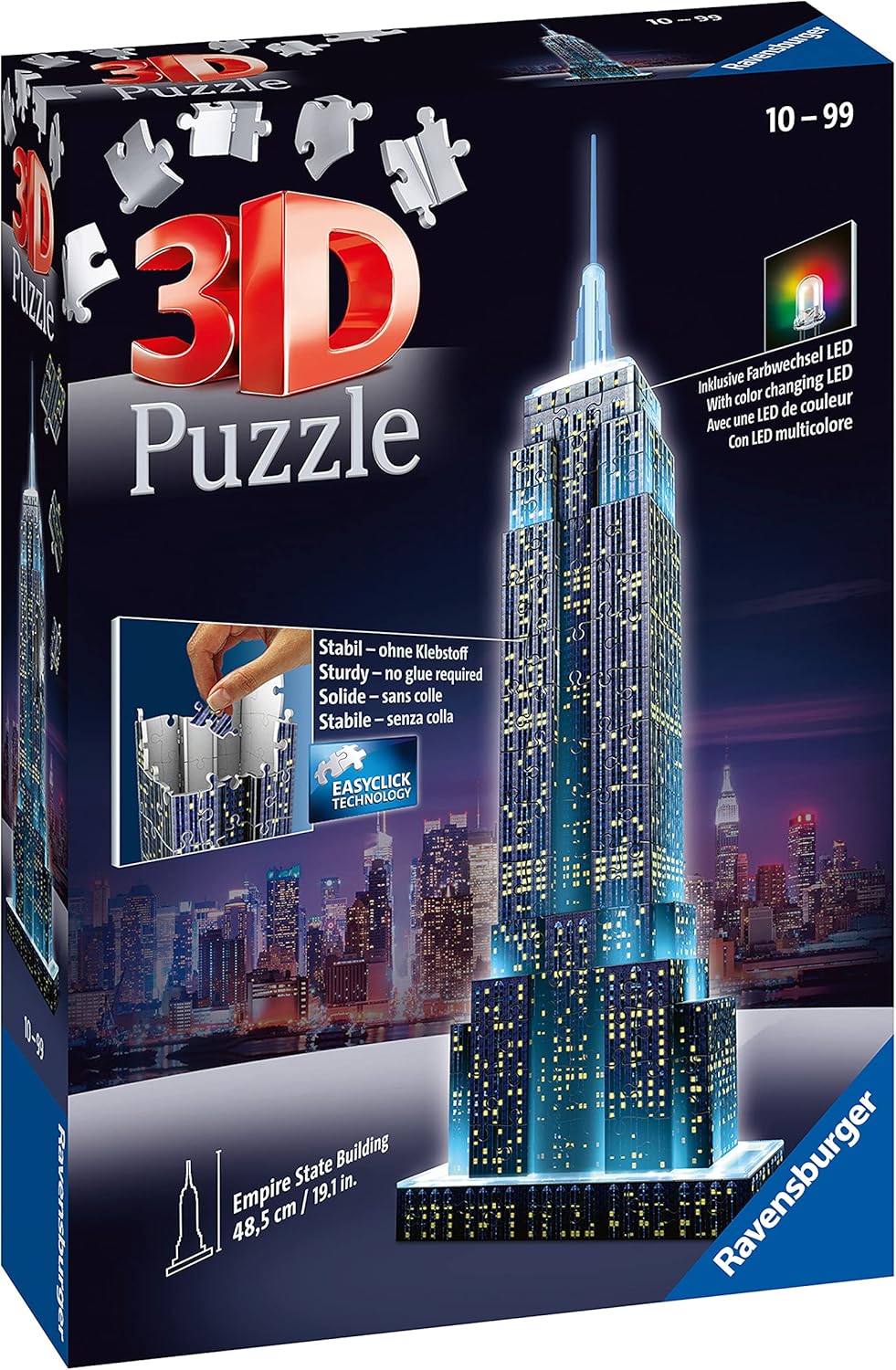 Ravensburger Empire State Building 3D Puzzle - Night Edition with LED Lighting, 216 Pieces 16