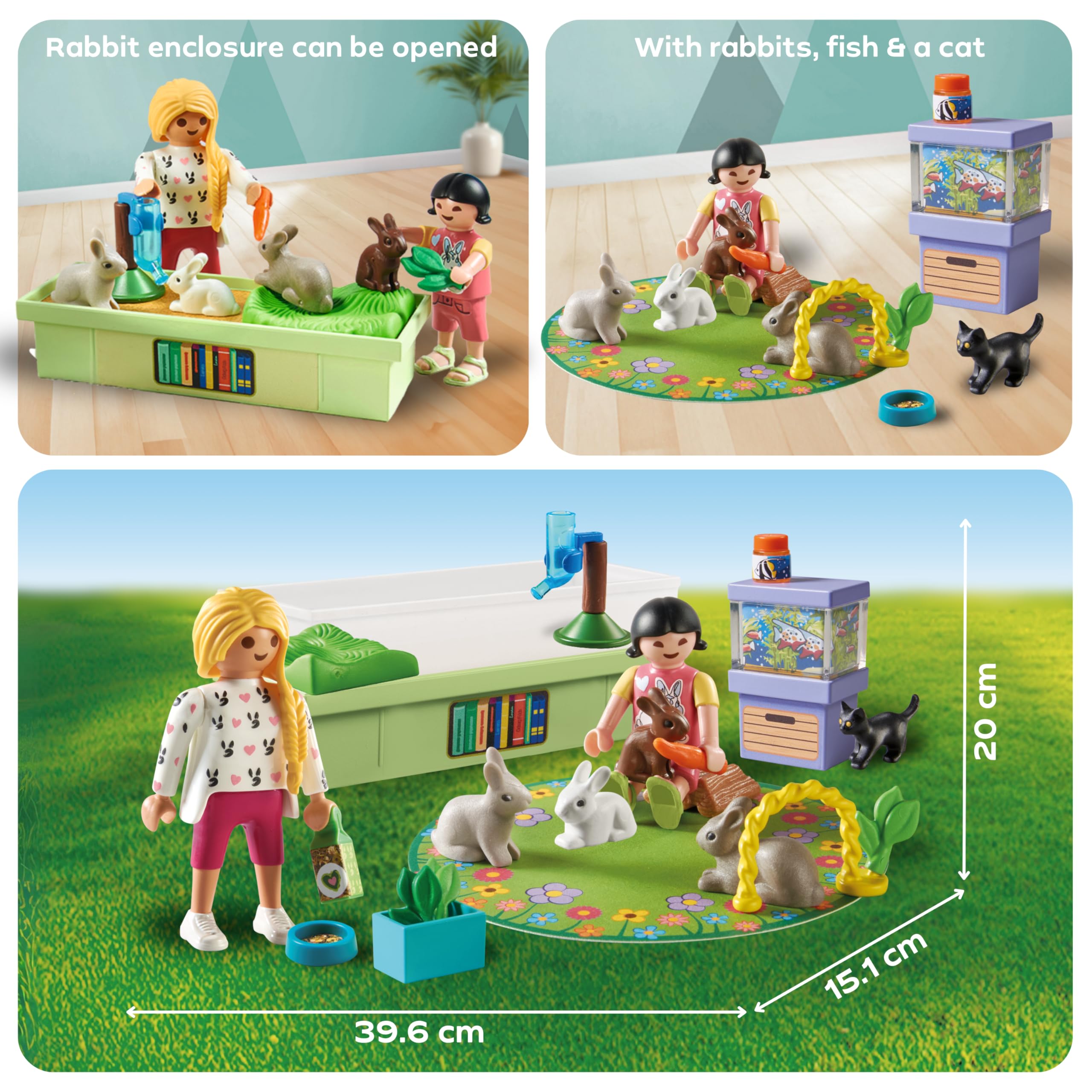Playmobil My Life Family with Rabbits Playset - Animal Figures for Kids 4+ 6