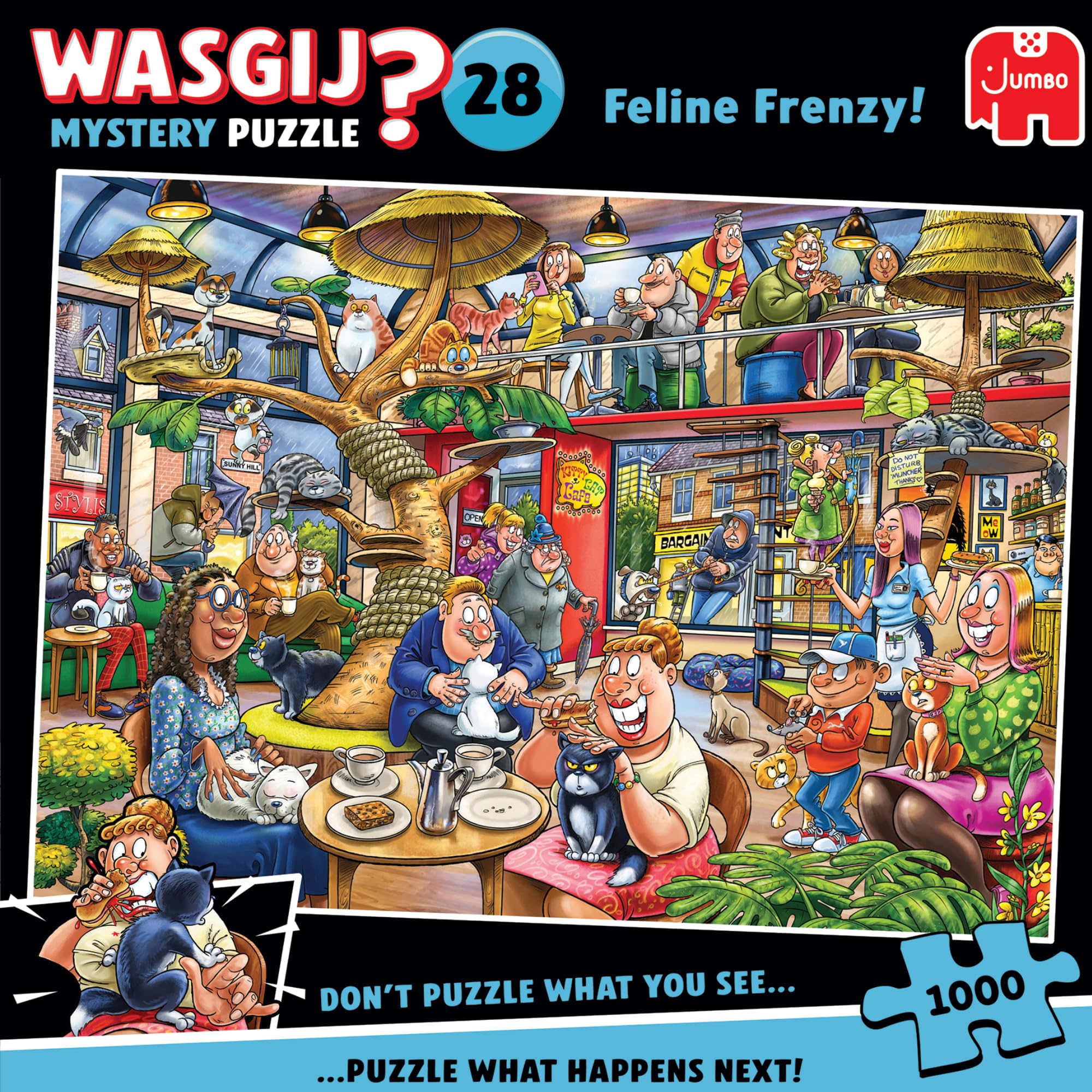 Wasgij Mystery 28: Feline Frenzy - 1000 Piece Puzzle for Adults