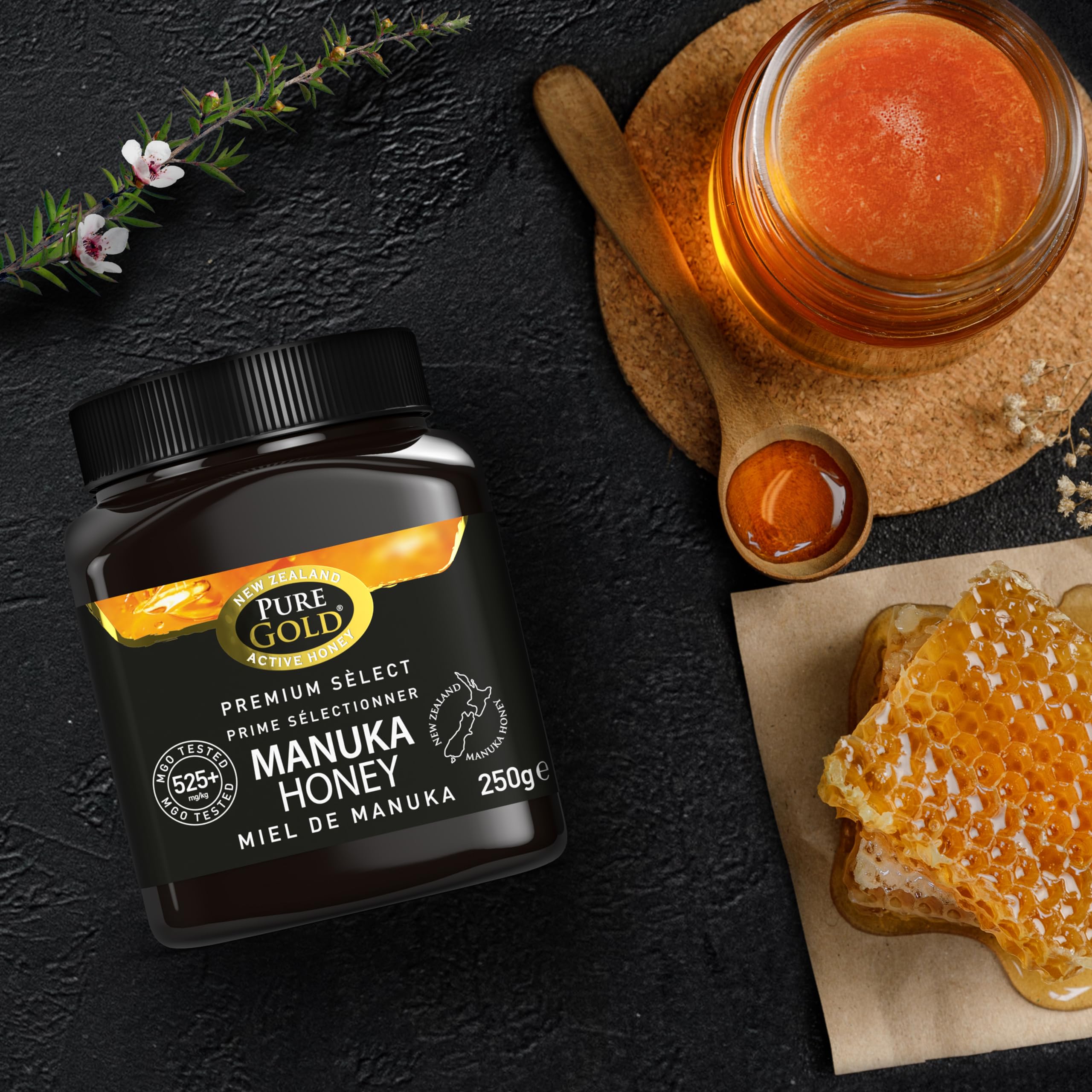 Pure Gold Manuka Honey 525+ MGO Certified - 250g - Raw & Unpasteurised - New Zealand 6