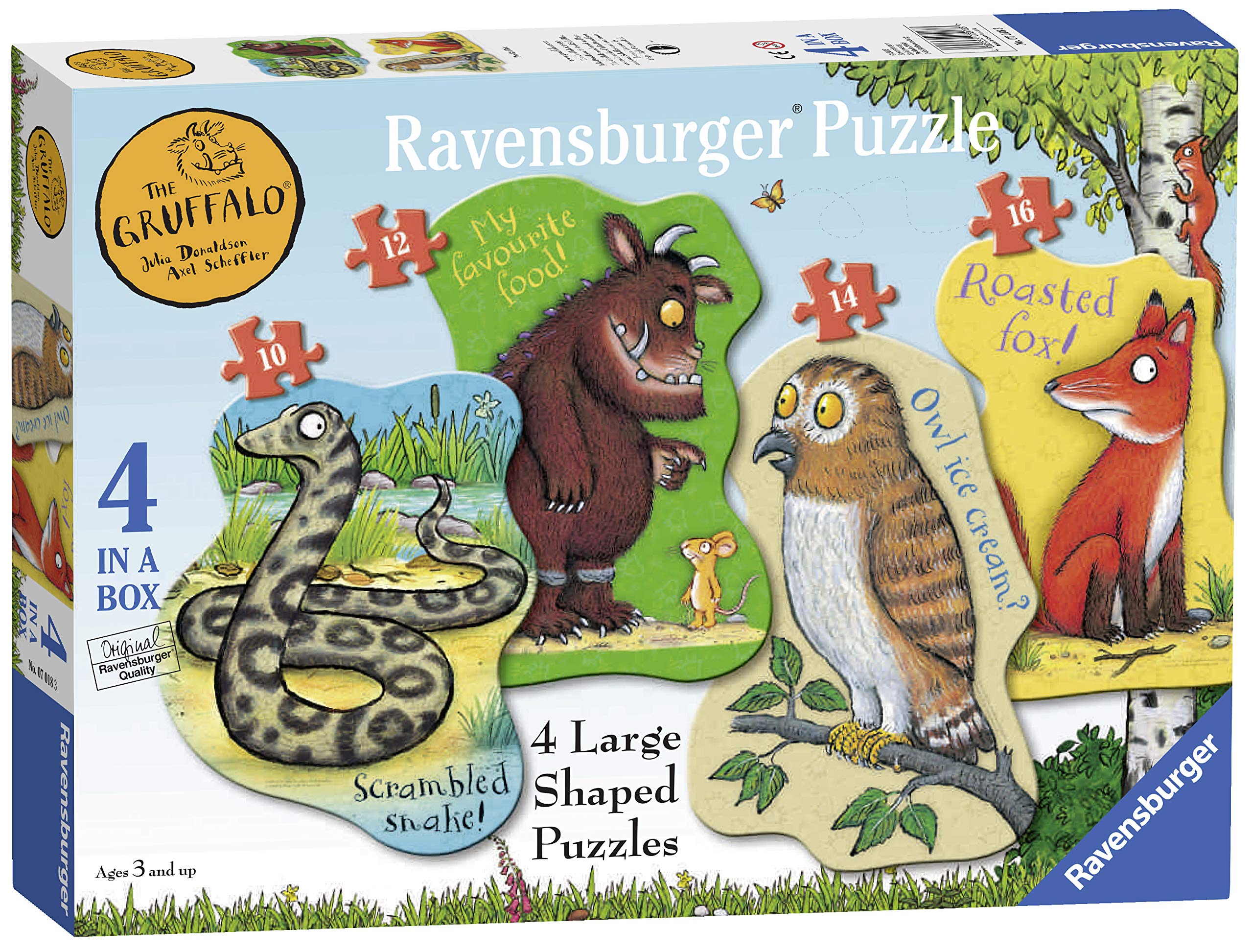 Ravensburger The Gruffalo 4 Large Shaped Jigsaw Puzzles - 10, 12, 14, 16 Pieces for Kids Age 3+