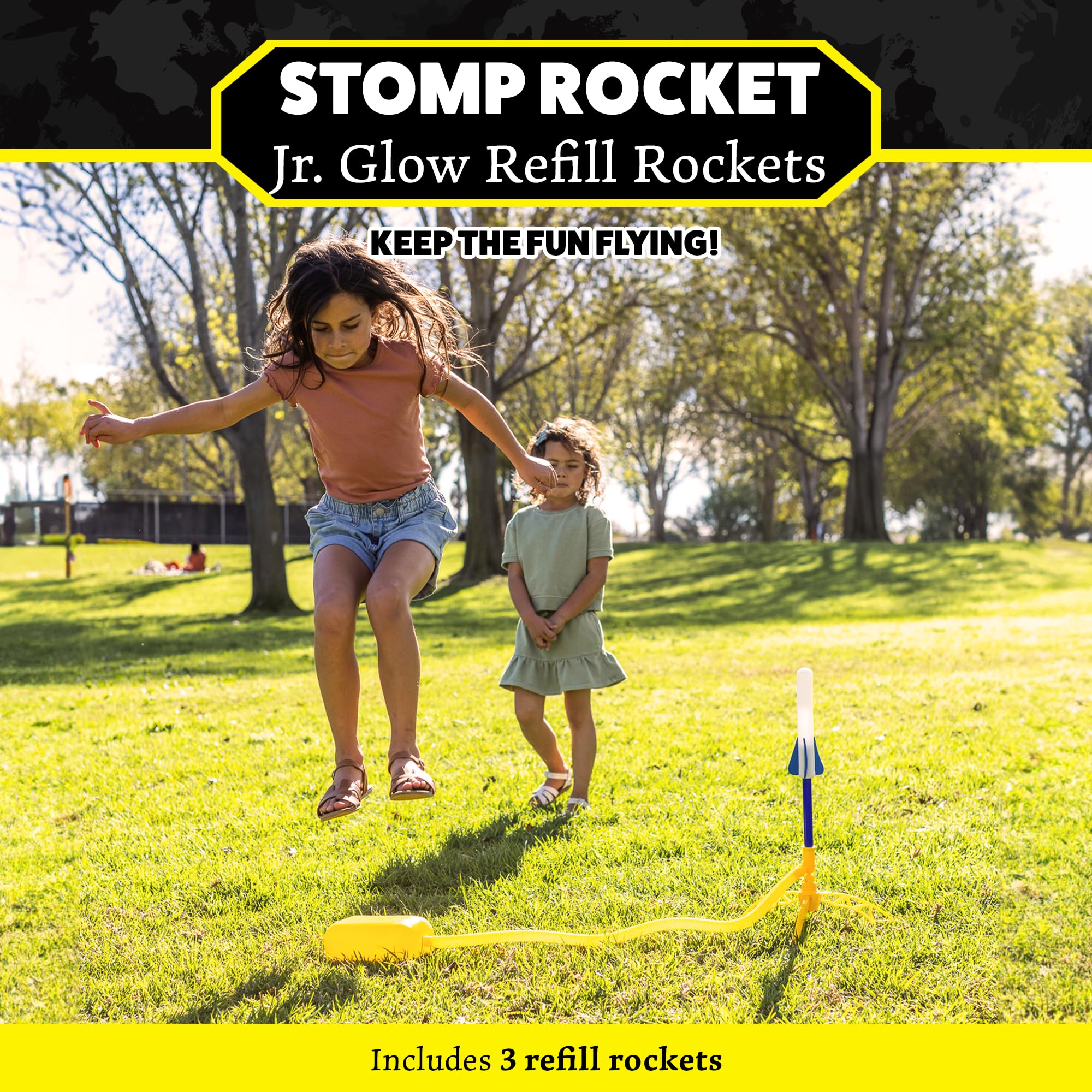 Stomp Rocket Jr. Glow Refill Pack - 3 Foam Rockets for Outdoor Active Play - Ages 3+ 7